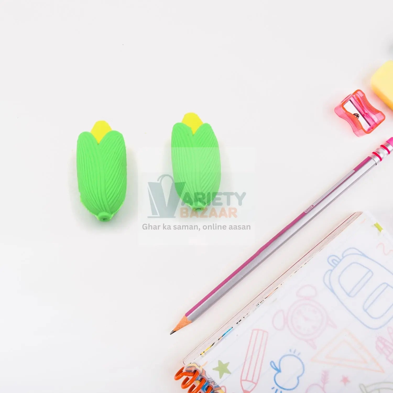 4116 Corn Shape Eraser High Qulaity Eraser School Use Fancy Earser ( 2 Pc Set ) Travel Sahayak