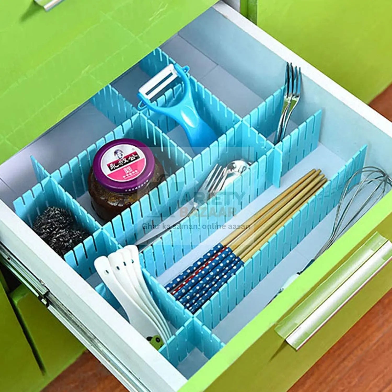 4146 Storage Box Drawer Organizer Drawer Cupboard Divider | Grid Closet Sorting Partition | Plastic Strips Separators box organizer (4 Pc Set ) Travel Sahayak