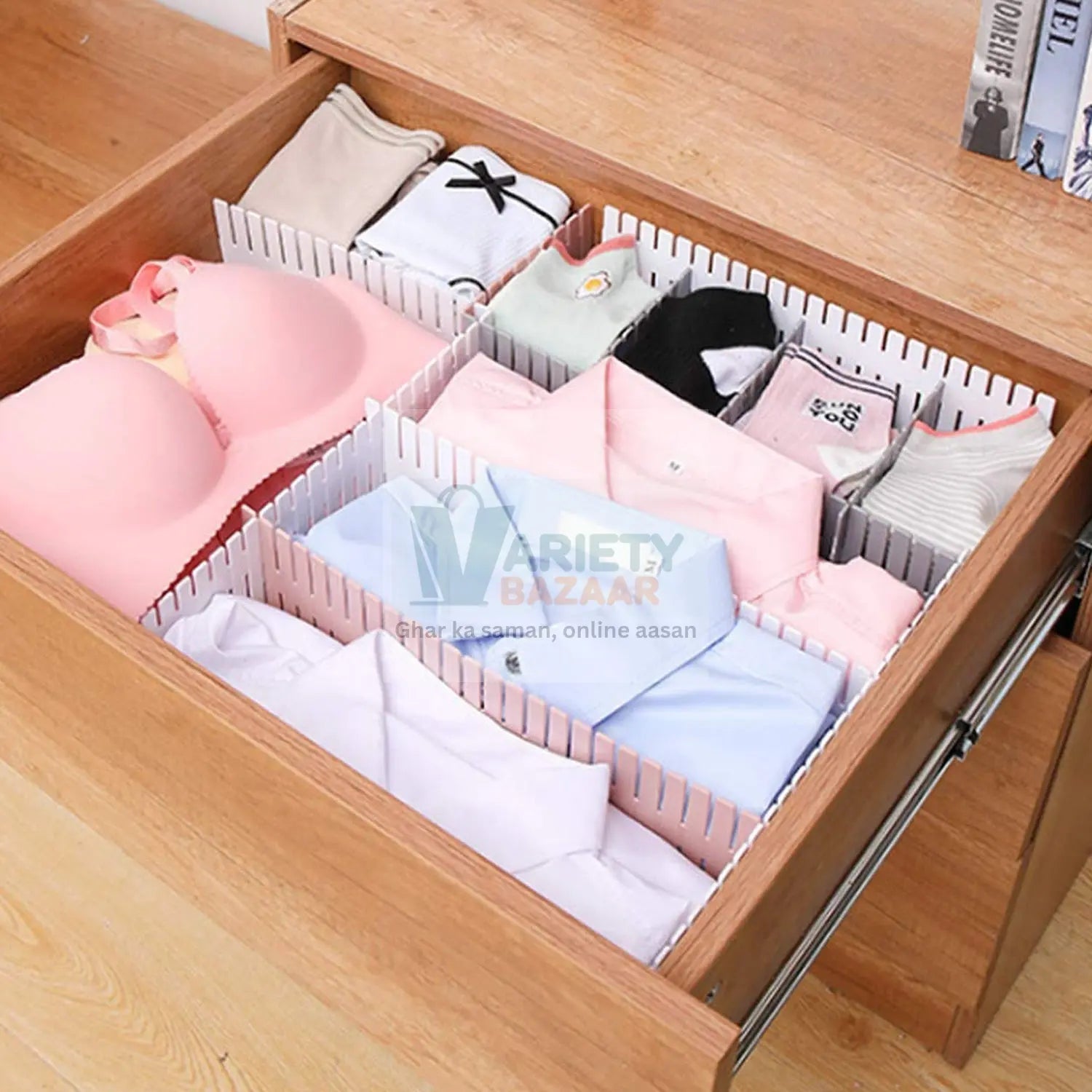 4146 Storage Box Drawer Organizer Drawer Cupboard Divider | Grid Closet Sorting Partition | Plastic Strips Separators box organizer (4 Pc Set ) Travel Sahayak