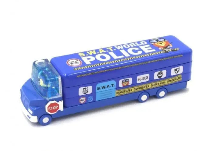4568  Double Decker Magic Truck Compass Multi Level Metal Truck Compass Pencil Case with Movable Wheels & Sharpener (Mix Design) - varietybazaar.co.in