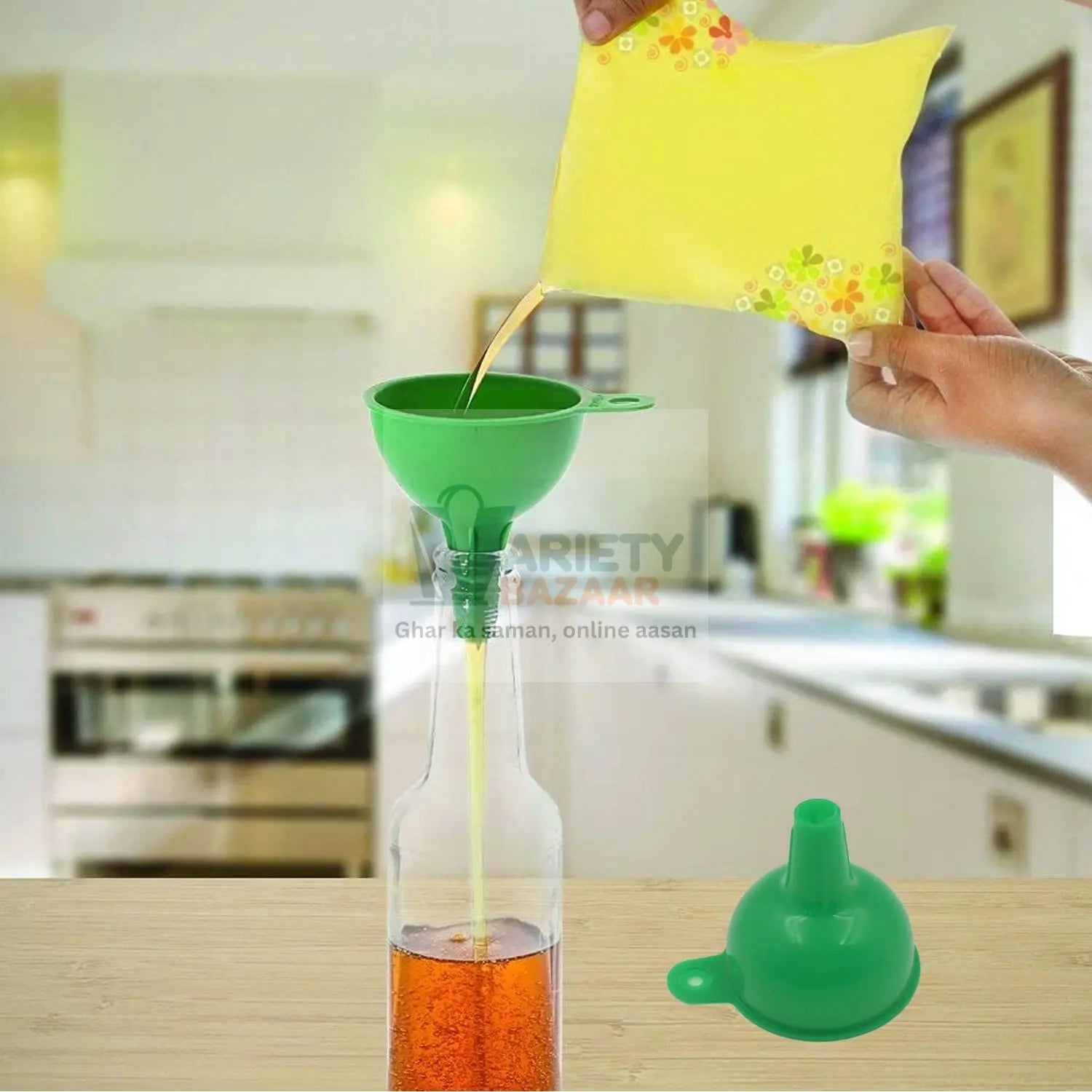 4237 Silicone Funnel For Pouring Oil, Sauce, Water, Juice And Small Food-GrainsFood Grade Silicone Funnel (1 Pc Green) Travel Sahayak