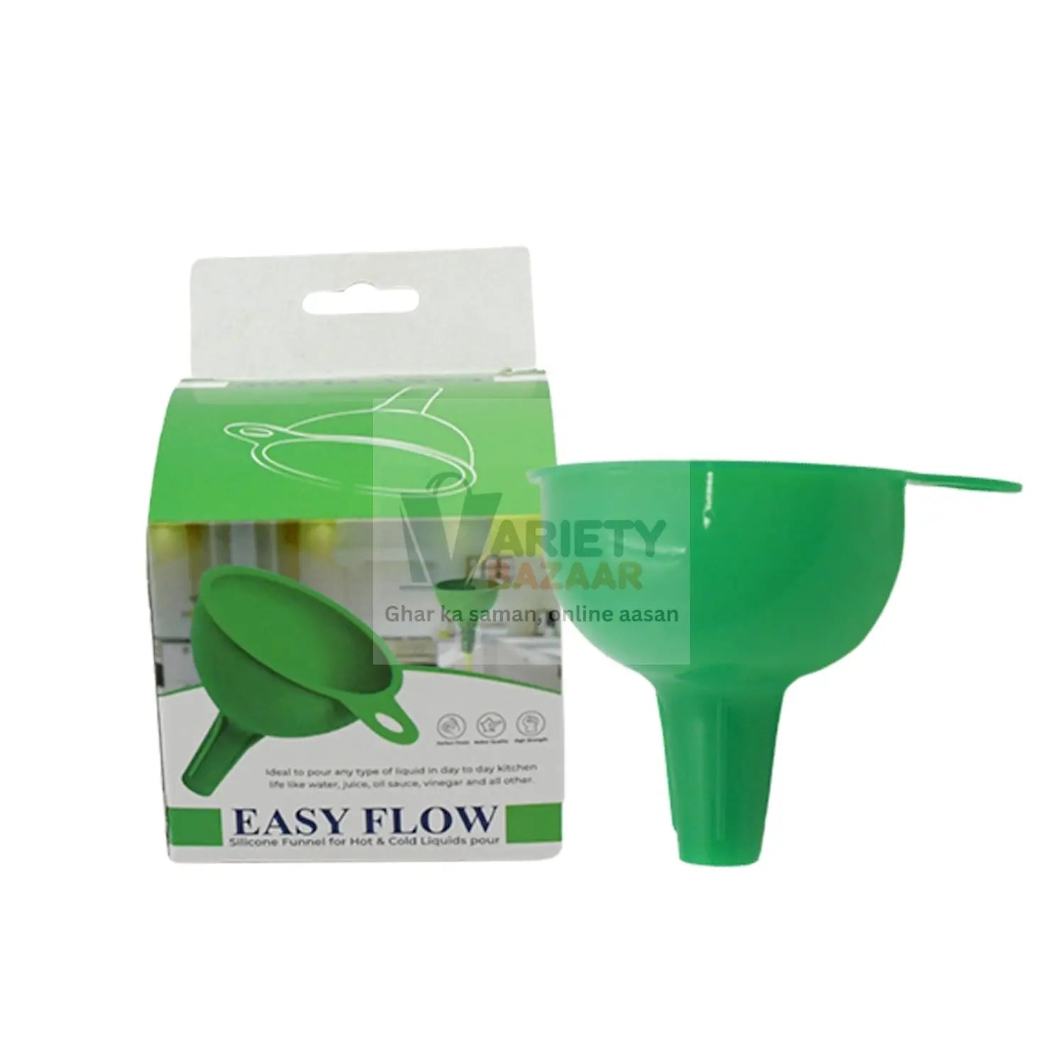 4237 Silicone Funnel For Pouring Oil, Sauce, Water, Juice And Small Food-GrainsFood Grade Silicone Funnel (1 Pc Green) Travel Sahayak