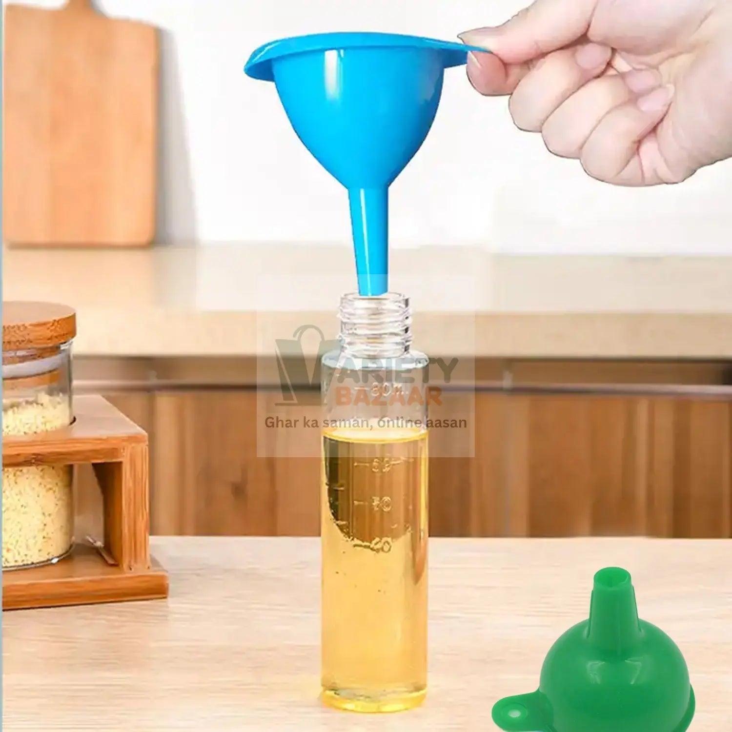 4237 Silicone Funnel For Pouring Oil, Sauce, Water, Juice And Small Food-GrainsFood Grade Silicone Funnel (1 Pc Green) Travel Sahayak