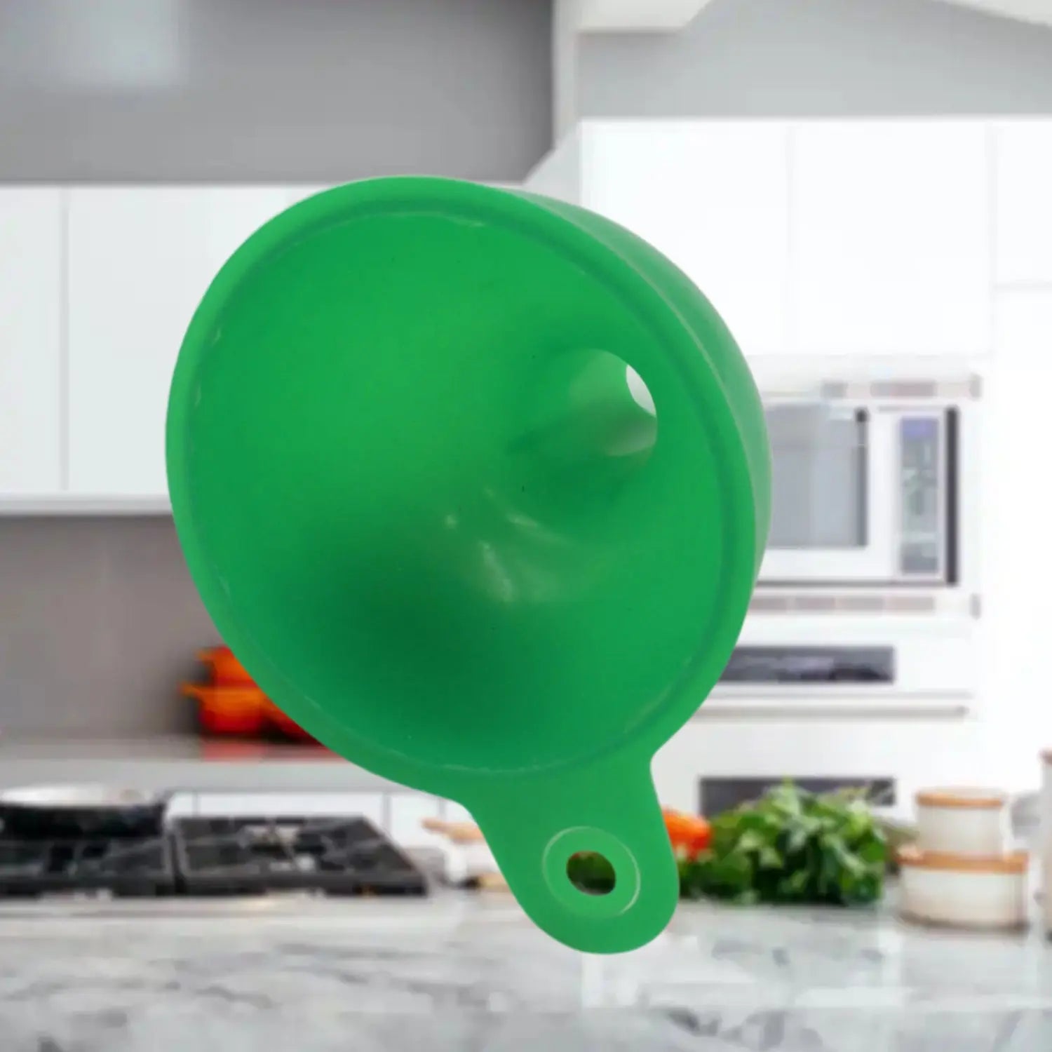 4237 Silicone Funnel For Pouring Oil, Sauce, Water, Juice And Small Food-GrainsFood Grade Silicone Funnel (1 Pc Green) Travel Sahayak