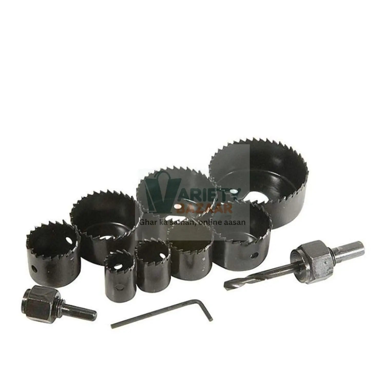 428 Wood Hole Saw Cutting Set (11 pcs, 19-64mm, Multicolour) Travel Sahayak