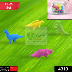4310 Small Dinosaur Shaped Erasers Animal Erasers for Kids, Dinosaur Erasers Puzzle 3D Eraser, Desk Pets for Students, Soft Non-Dust Stationery Activity Toy, for School Supplies (4 Pc Set) Travel Sahayak