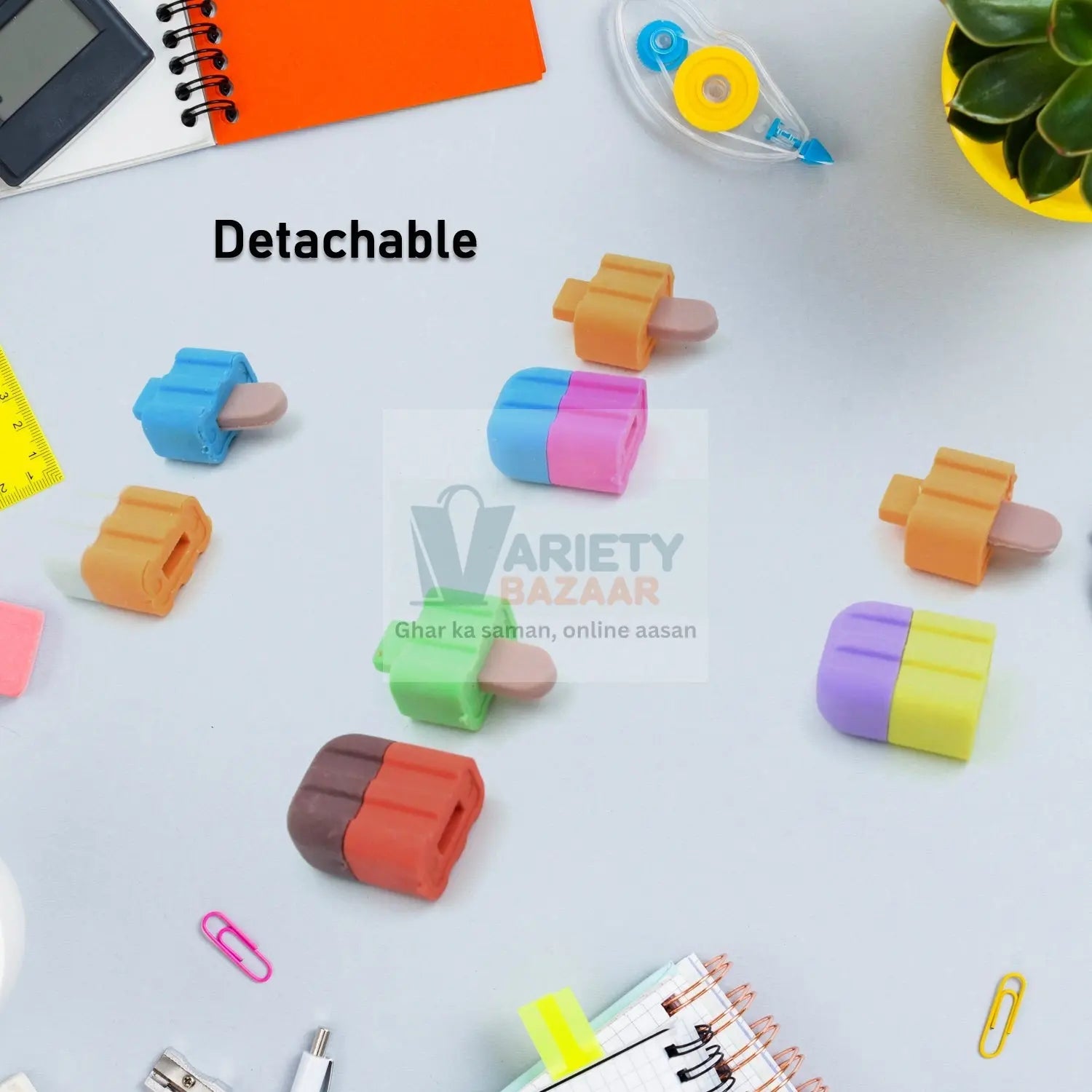 4349 Ice cream Shape Eraser for Girls & Boys 3D Eraser for School B'Day Return Gift Ice Cream Theme Shape Erasers Pencils Set for Kids Educational Stationary kit, School Supplies (1 Set 4 Pc) Travel Sahayak