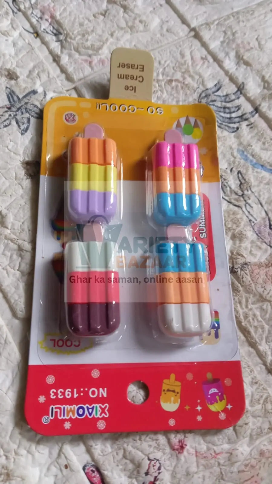 4349 Ice cream Shape Eraser for Girls & Boys 3D Eraser for School B'Day Return Gift Ice Cream Theme Shape Erasers Pencils Set for Kids Educational Stationary kit, School Supplies (1 Set 4 Pc) Travel Sahayak
