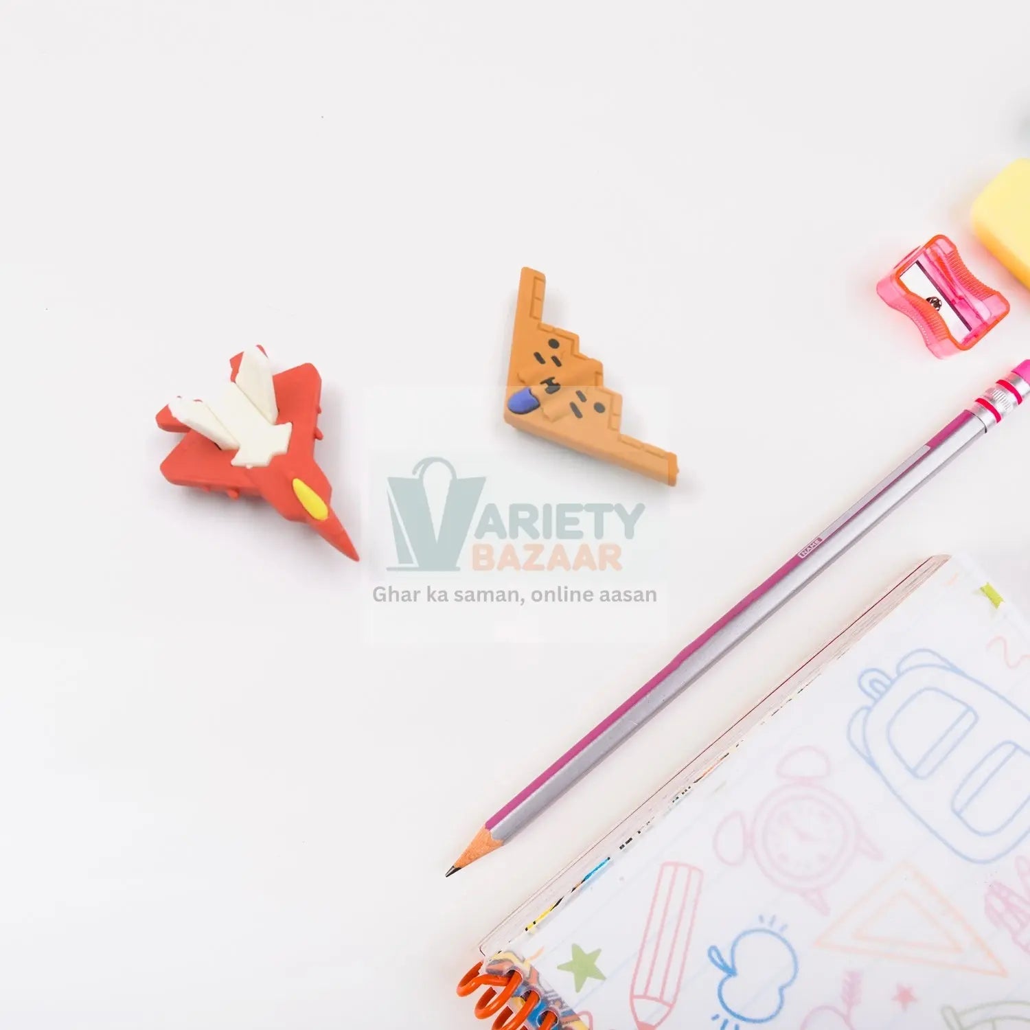 4360 Eraser for Kids| Gun & Plane  Shape Eraser| Eraser Set | School Eraser| Stylish Eraser| Eraser for Kids School| Eraser for Artist| Cute| Birthday Gifts for Kids, Birthday Return Gifts (4 Pc set) Travel Sahayak