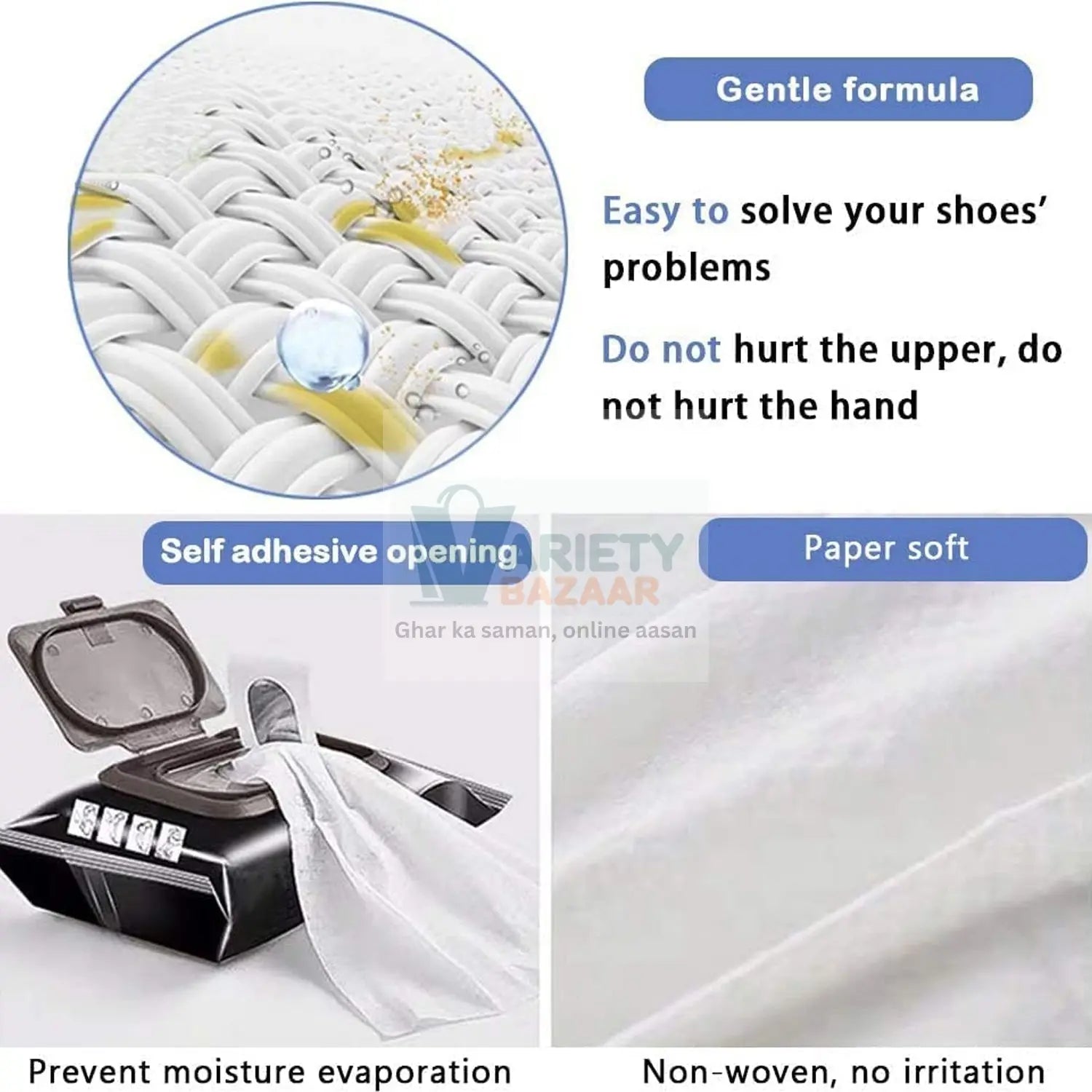 4367 Shoe Cleaning Wet Wipes Fast Scrubbing Shoes Cleaning Tissue, Sneakers Non-Woven Detergent Quick Wipes Disposable Travel Portable Removes Dirt, Stains (1 Set 80 Pcs) Travel Sahayak