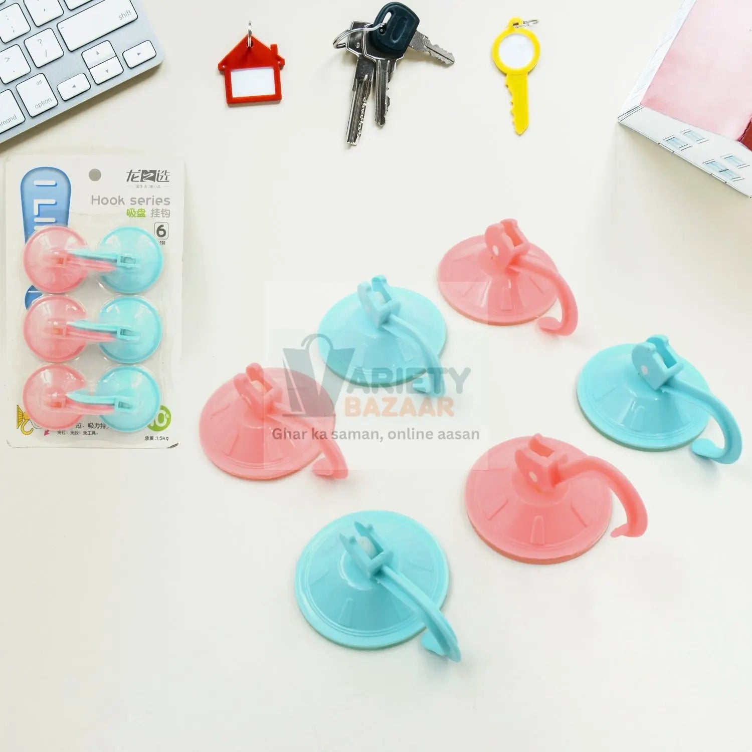 4522 Wall Hook Heavy duty Hook 6 pcs for wall Heavy Plastic Hook, Sticky Hook Household For Home , Decorative Hooks, Bathroom & All Type Wall Use Hook , Suitable for Bathroom, Kitchen, Office (6 Pc Set) Travel Sahayak