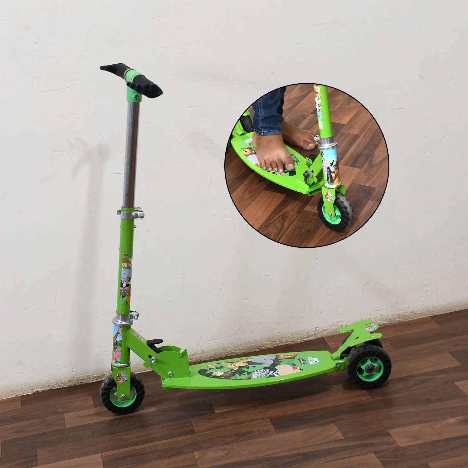 4548 Basic Kids Ride On Leg Push Scooter for Boys and Girls (4 - 8 Years Old Kids) 3 Wheel Foldable Scooter Cycle with Height Adjustment for Boys and Girls Multi-Colour Travel Sahayak