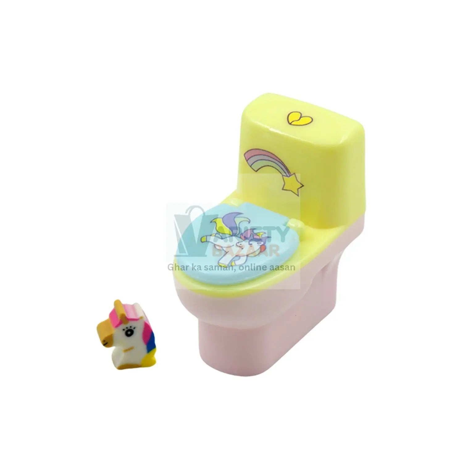 4556 Toilet Pencil Sharpener Plastic Pencil Sharpener Novelty Pencil Sharpener, Cute Cartoon, Stationery Gift, Small Toilet Shaped Sharpener with Eraser Wheel for School Kids (2 Pc Set) Travel Sahayak