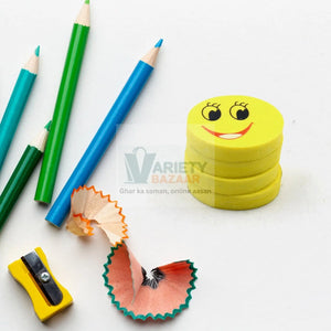 4564 Cute Smile Emoji Erasers, Cute Smile Face Rubber Eraser Dentist Dental Clinic School Kid for School Going Kids/Birthday Party Return Gift Set (4pc Set) Travel Sahayak