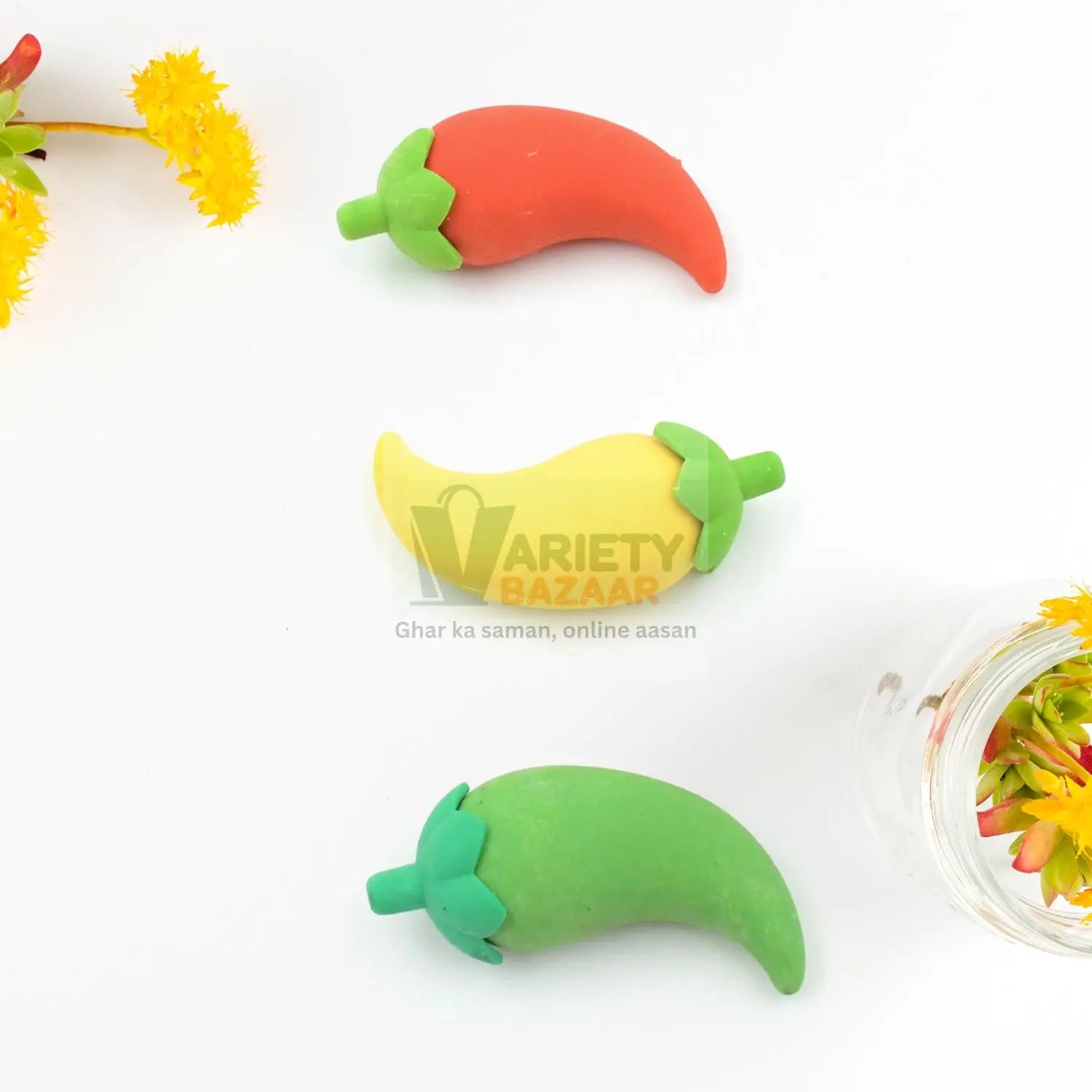 4626 3D Fancy & Stylish Colorful Chili Shape Erasers, Mini Eraser Creative Cute Novelty Eraser for Children Eraser Set for Return Gift, Birthday Party, School Prize, (3 pc Set) Travel Sahayak