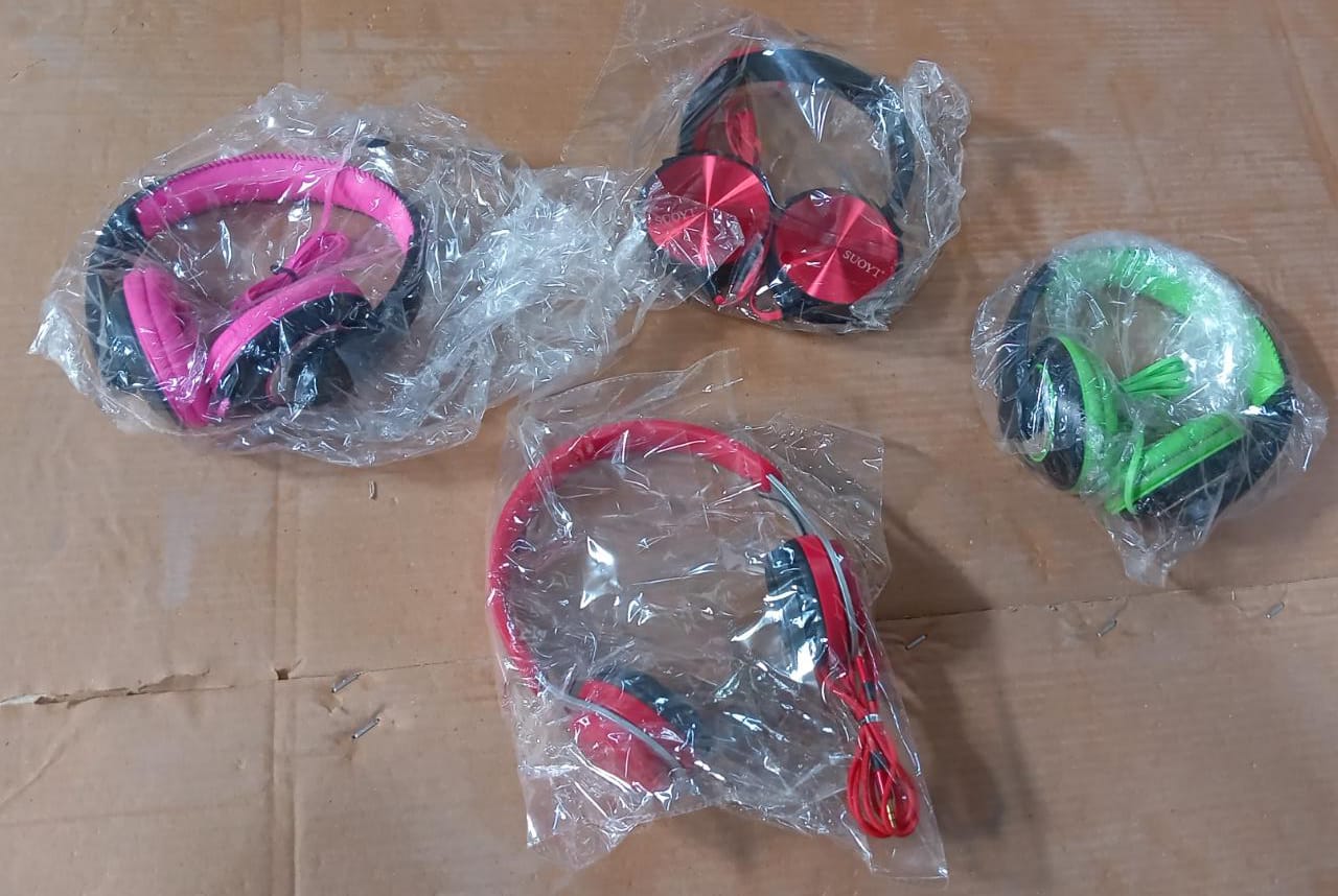 6398 WIRED HEADPHONES WITH MIC ON-EAR HEADPHONES WITH TANGLE FREE CABLE FOR ALL SMART PHONE SUPPORT HEAD PHONE (Mix Design 1 Pc) Travel Sahayak