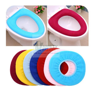 4768 Bathroom Soft Thicker Warmer Stretchable Washable Cloth Toilet Seat Cover Pads (1pc) Travel Sahayak