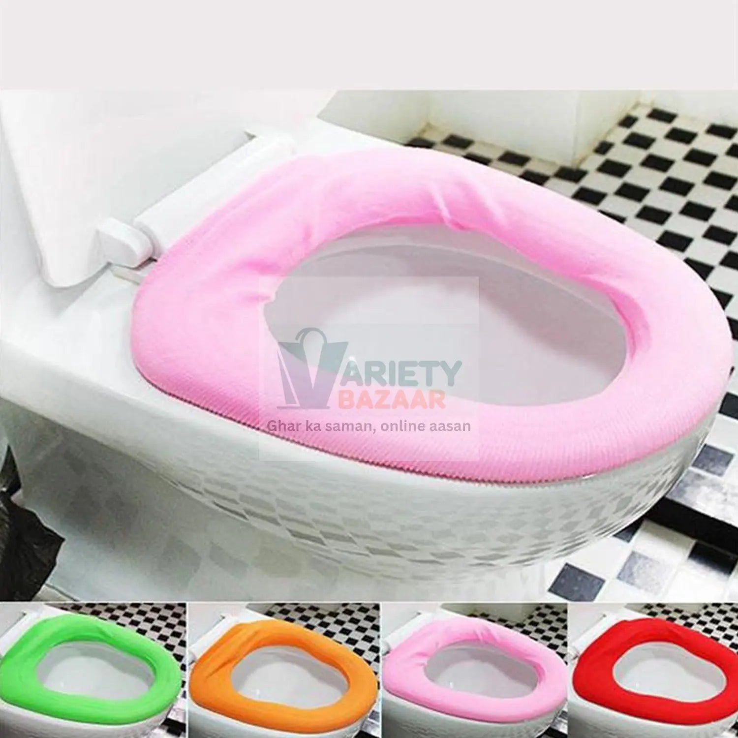4768 Bathroom Soft Thicker Warmer Stretchable Washable Cloth Toilet Seat Cover Pads (1pc) Travel Sahayak