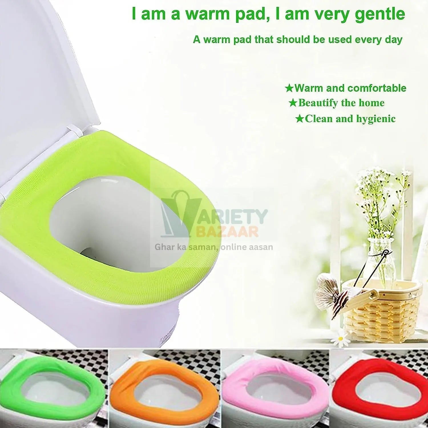 4768 Bathroom Soft Thicker Warmer Stretchable Washable Cloth Toilet Seat Cover Pads (1pc) Travel Sahayak
