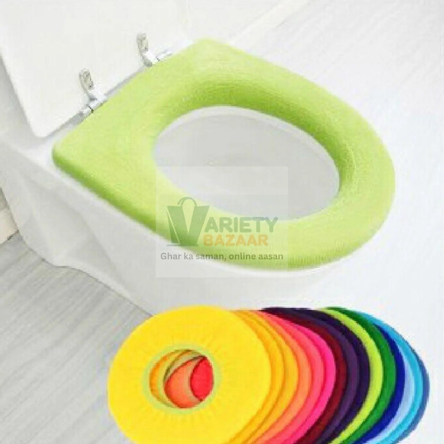 4768 Bathroom Soft Thicker Warmer Stretchable Washable Cloth Toilet Seat Cover Pads (1pc) Travel Sahayak