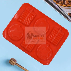 4882 6cavity Chocolate Mould Tray | Cake Baking Mold | Flexible Silicon Ice Cupcake Making Tools Travel Sahayak