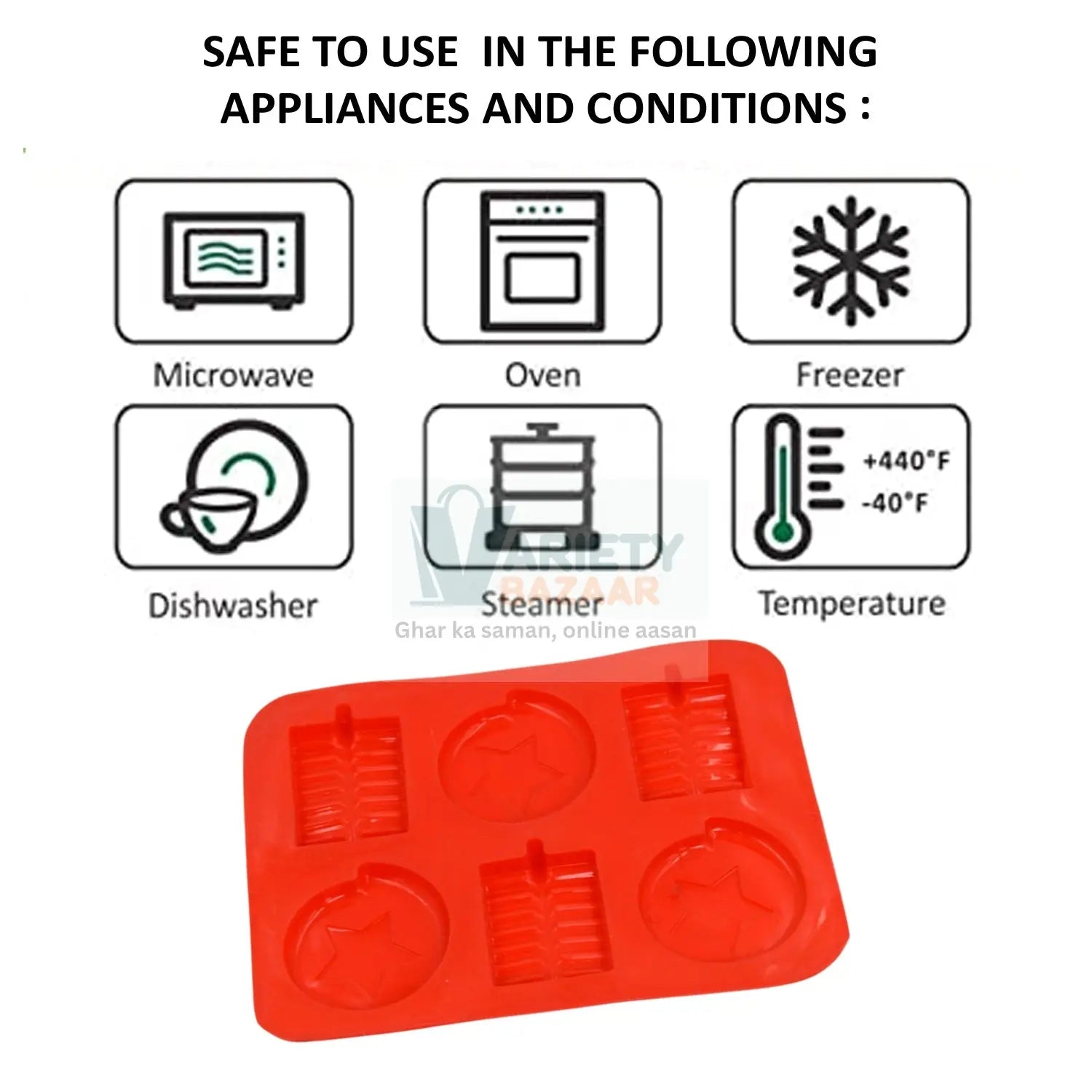 4882 6cavity Chocolate Mould Tray | Cake Baking Mold | Flexible Silicon Ice Cupcake Making Tools Travel Sahayak