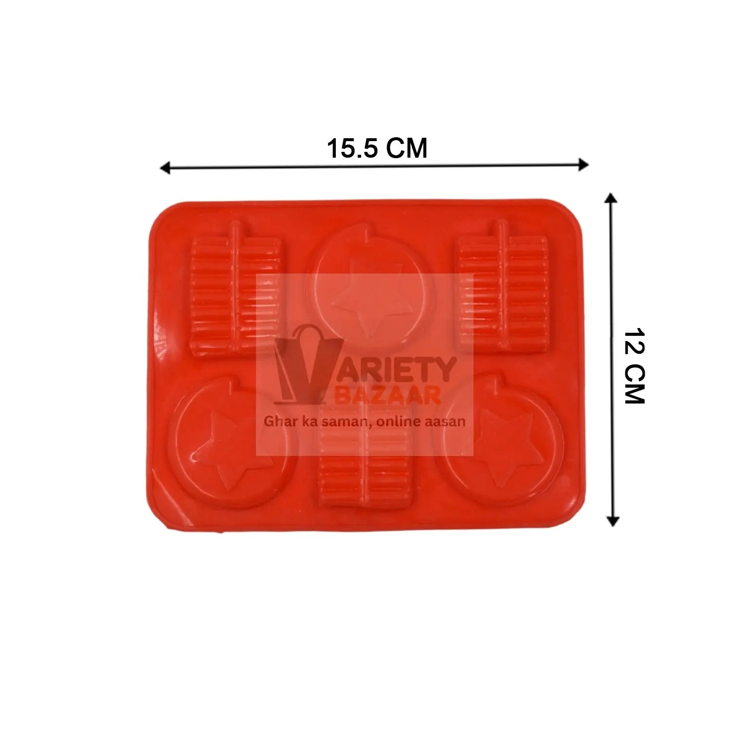 4882 6cavity Chocolate Mould Tray | Cake Baking Mold | Flexible Silicon Ice Cupcake Making Tools Travel Sahayak