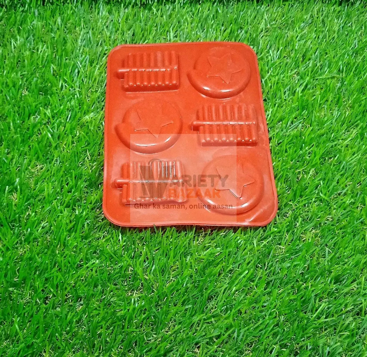 4882 6cavity Chocolate Mould Tray | Cake Baking Mold | Flexible Silicon Ice Cupcake Making Tools Travel Sahayak