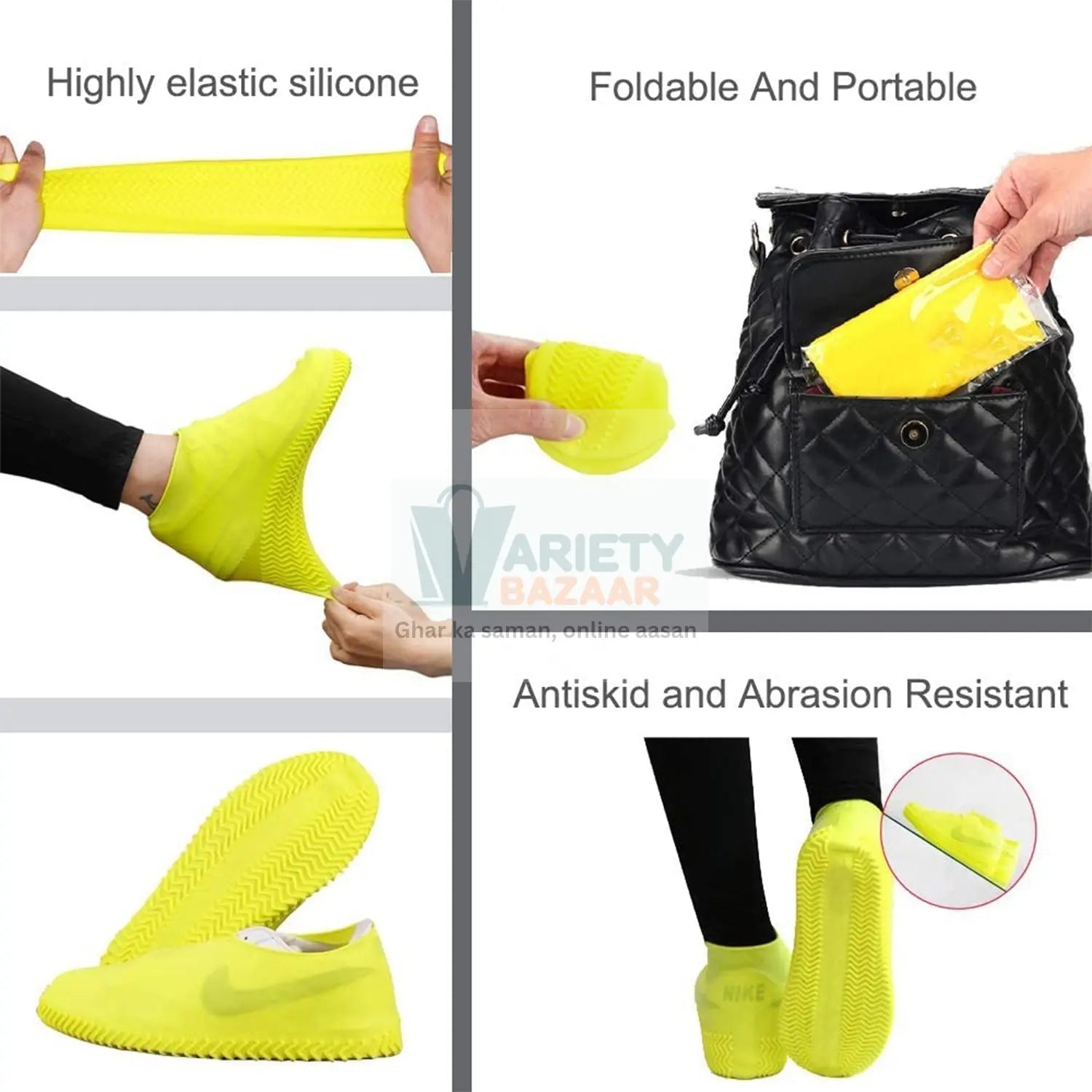 4919 Shoe Cover (small size) for rain Reusable Antiskid Waterproof Boot Cover Shoe Protector for Bike Silicone (1 Pair) Travel Sahayak