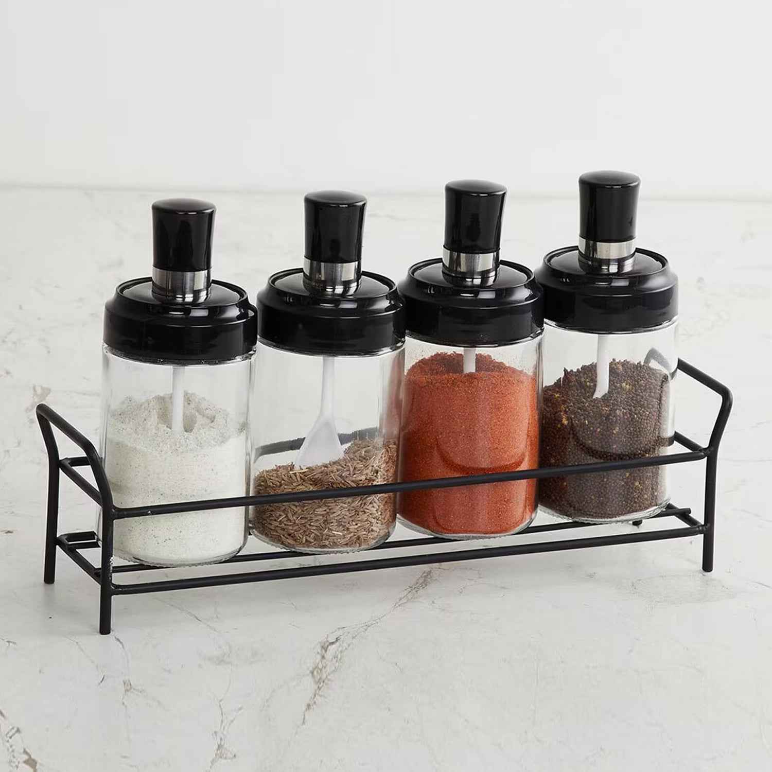 10011 Transparent Glassoil Dispenser 500 Ml Bottle Set Of 2 Spice Jar 250 Ml Set Of 3 Oil Bottle For Kitchen Oil  Vinegar Storage Glass Bottle Glass Container For Spice Masala (5 Pcs Set)