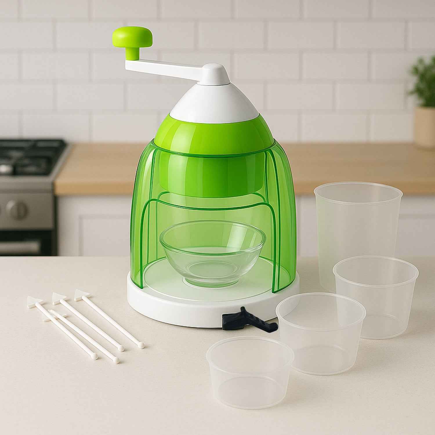 Manual Ice Crusher  Snow Cone Maker With Hand Crank