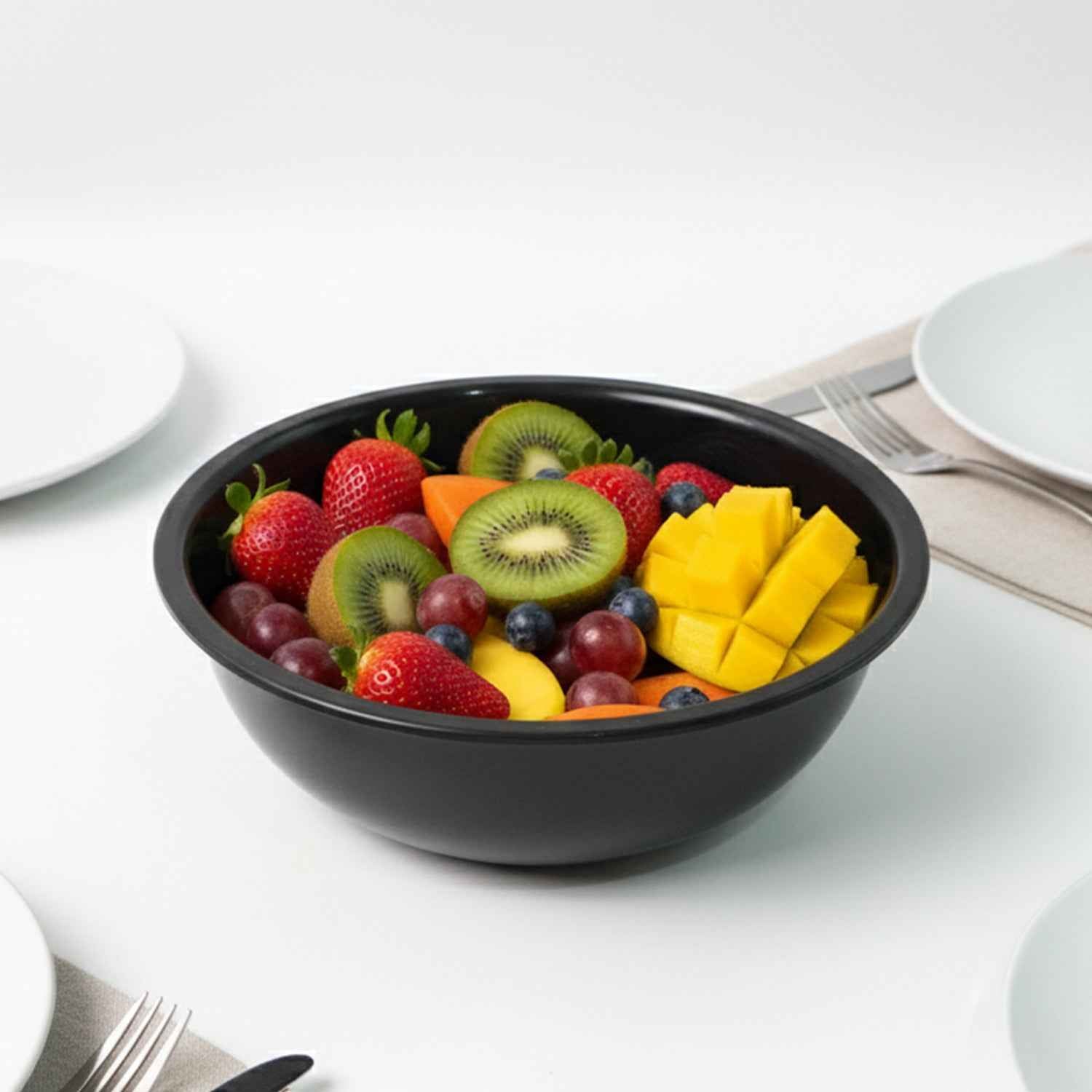 Plastic 6 Inch Black Round Deep Serving Bowl (1 Pc)