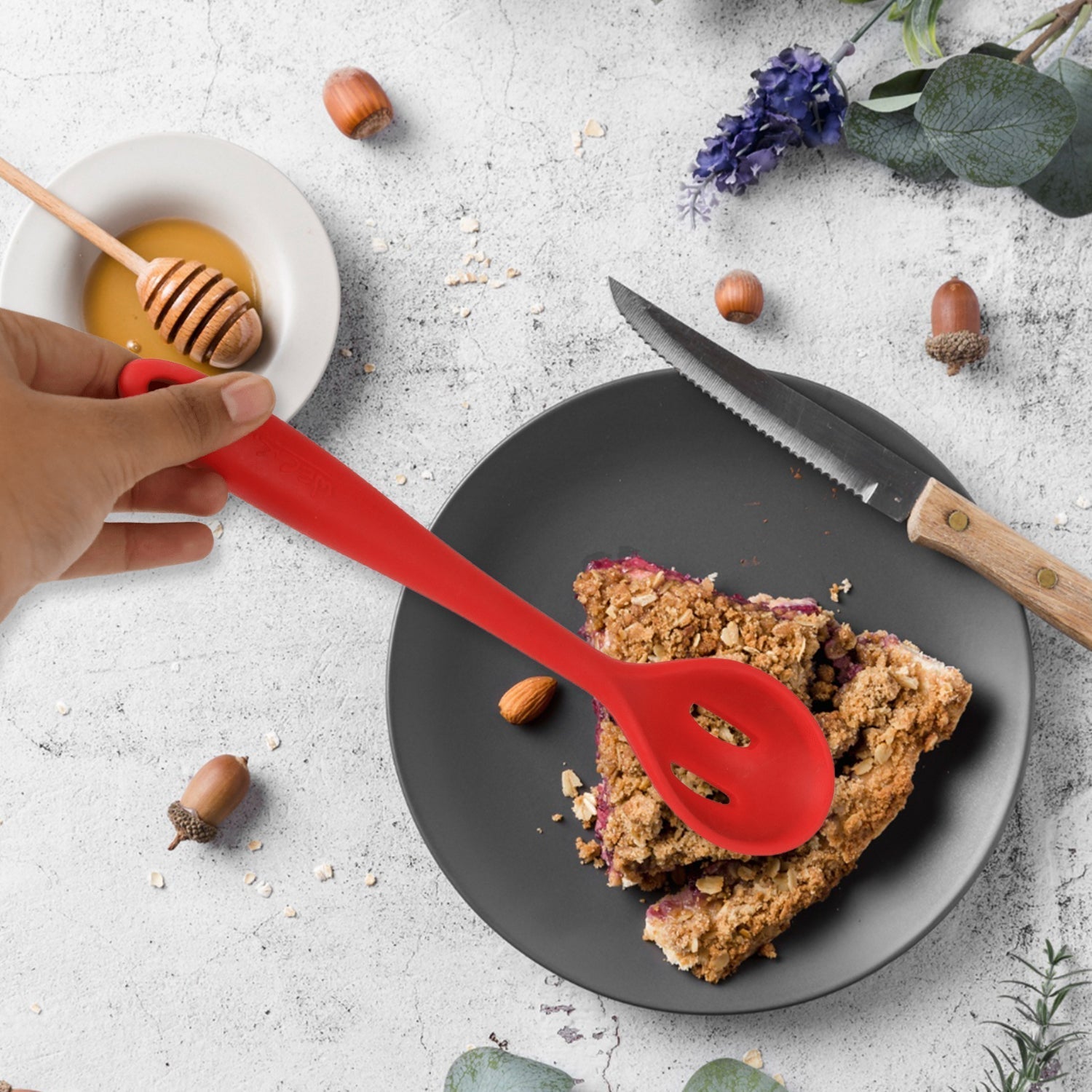 Multipurpose Silicone Spoon, Silicone Basting Spoon Non-Stick Kitchen Utensils Household Gadgets Heat-Resistant Non Stick Spoons Kitchen Cookware Items For Cooking and Baking (6 Pcs Set) Variety Bazaar