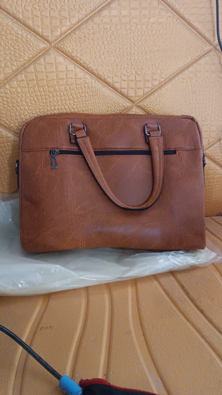 Premium Faux Leather Multipurpose Messenger Briefcase with Shoulder Strap (1 Pc)