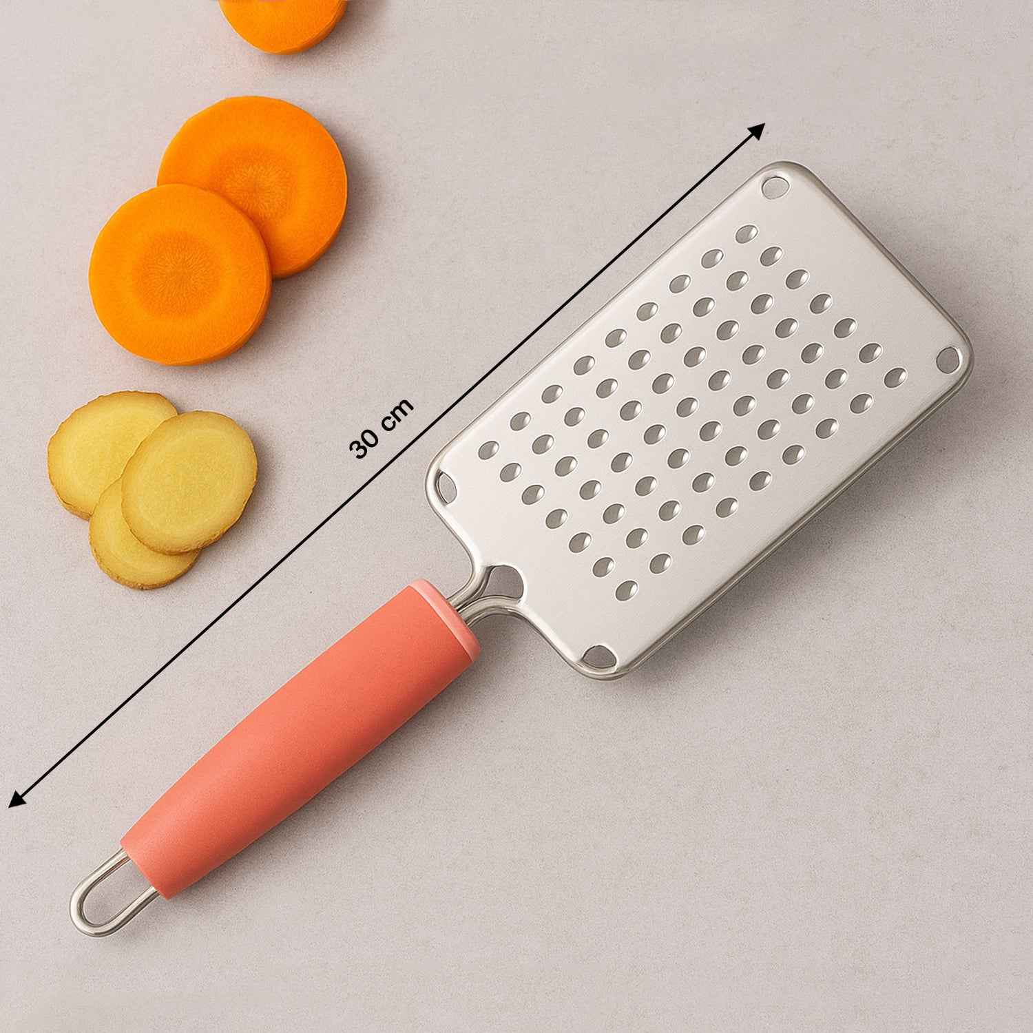 Supermom Stainless Steel Multipurpose Vegetable And Cheese Grater With Soft Grip Handle (1 Pc)