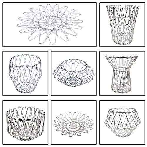 Multipurpose Fruit Basket Stainless Steel Wire Bowl Foldable Basket for Vegetable  /  Fruits  /  Dining