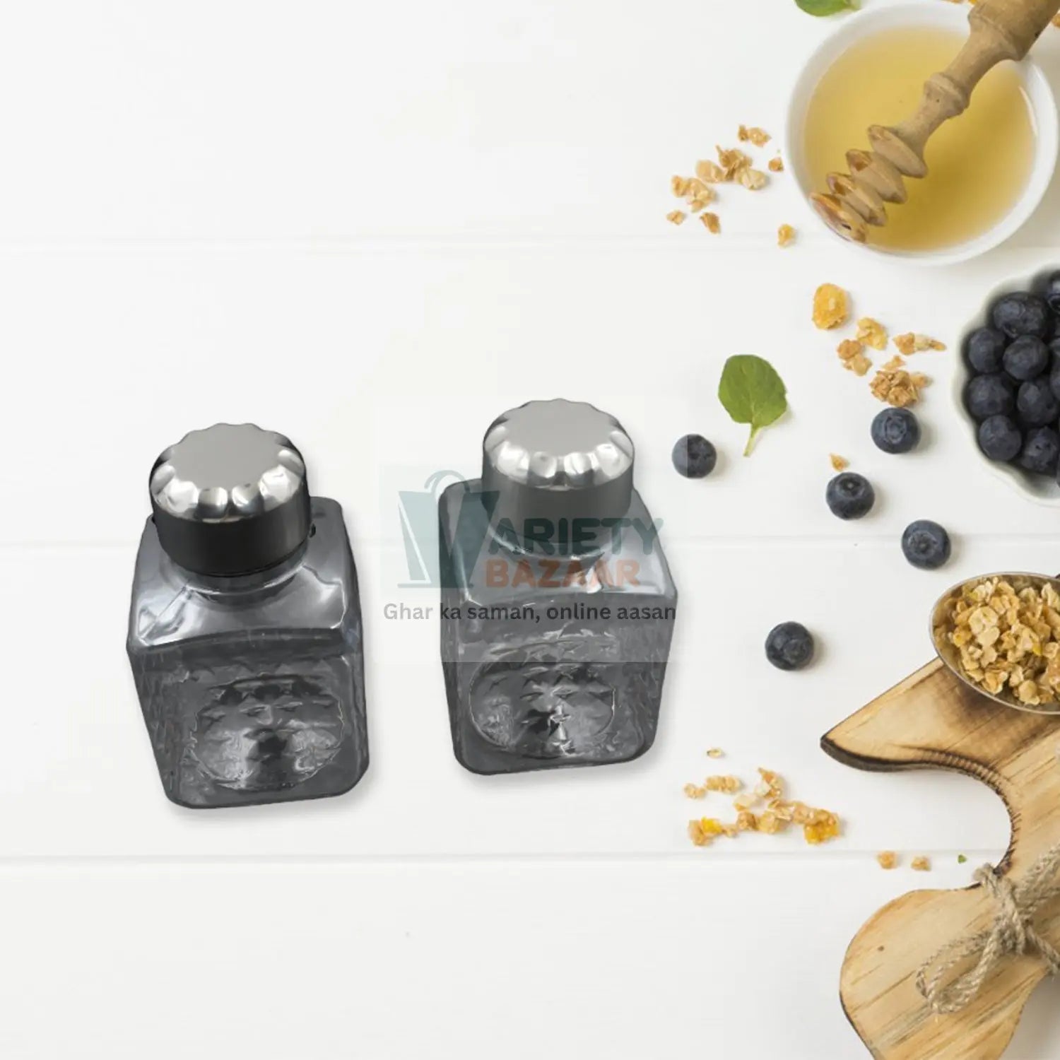 5502 All New Square 8 Bottle Design 360 Degree Revolving Spice Rack Container Condiment, Pieces Set, Square Small Container Travel Sahayak