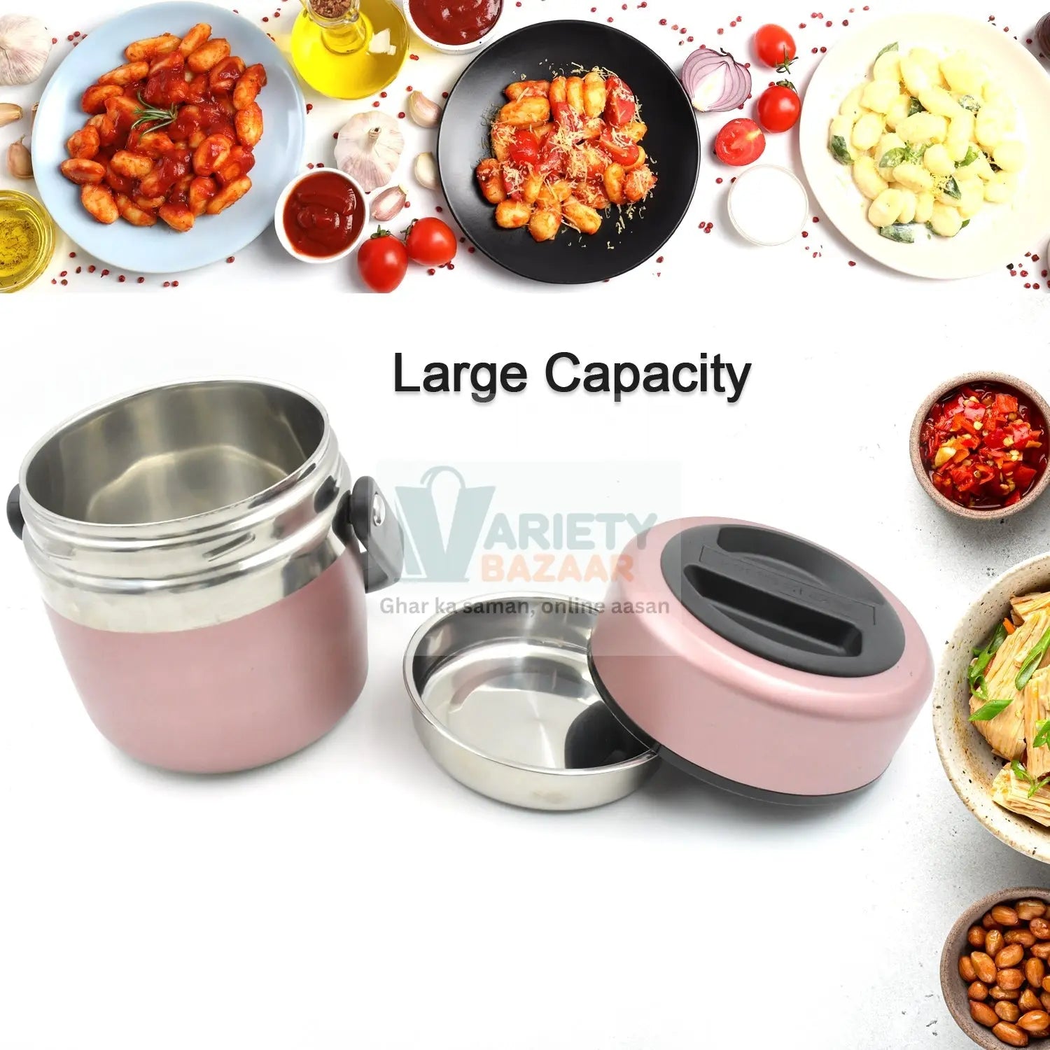 5524 Leak-proof Thermos Flask For Hot Food, Warm Soup Cup, Vacuum Insulated Lunch Box, Food Box for Thermal Container For Food Stainless Steel (Multi-Color) Travel Sahayak