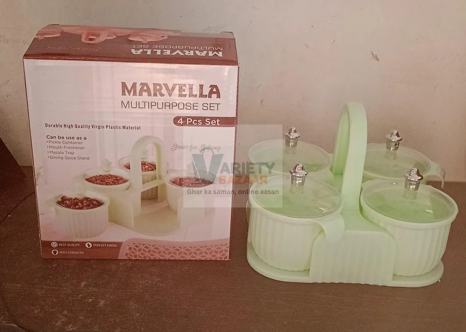 5779 Multipurpose Jar Dryfruit Set,  Candy, Chocolate, Snacks Storage Jar, Masala Jar  for Home and Kitchen Airtight Dry Fruit Plastic Storage Container Tray Set With Lid & 4 Serving Jar Container for Sweets,Chips,Cookies|(4 Pc Set) Travel Sahayak