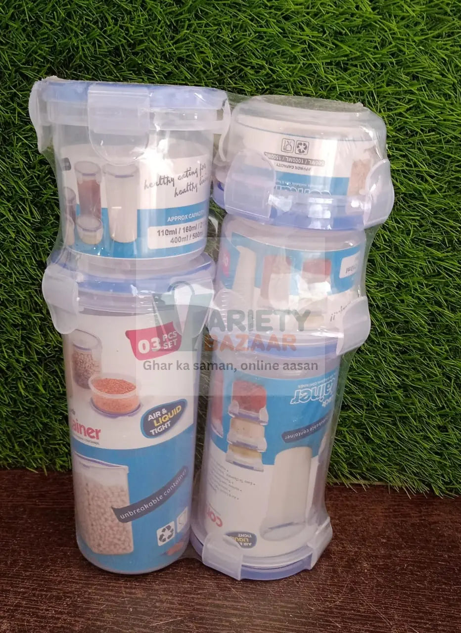 5830 Plastic Liquid Round Airtight Food Storage Container with Leak Proof Locking Lid BPA Free Container for Kitchen, 5 Pcs Set Transparent,  ( Approx Capacity 110 ml,160 ml,210 ml,400 ml,500 ml) Travel Sahayak