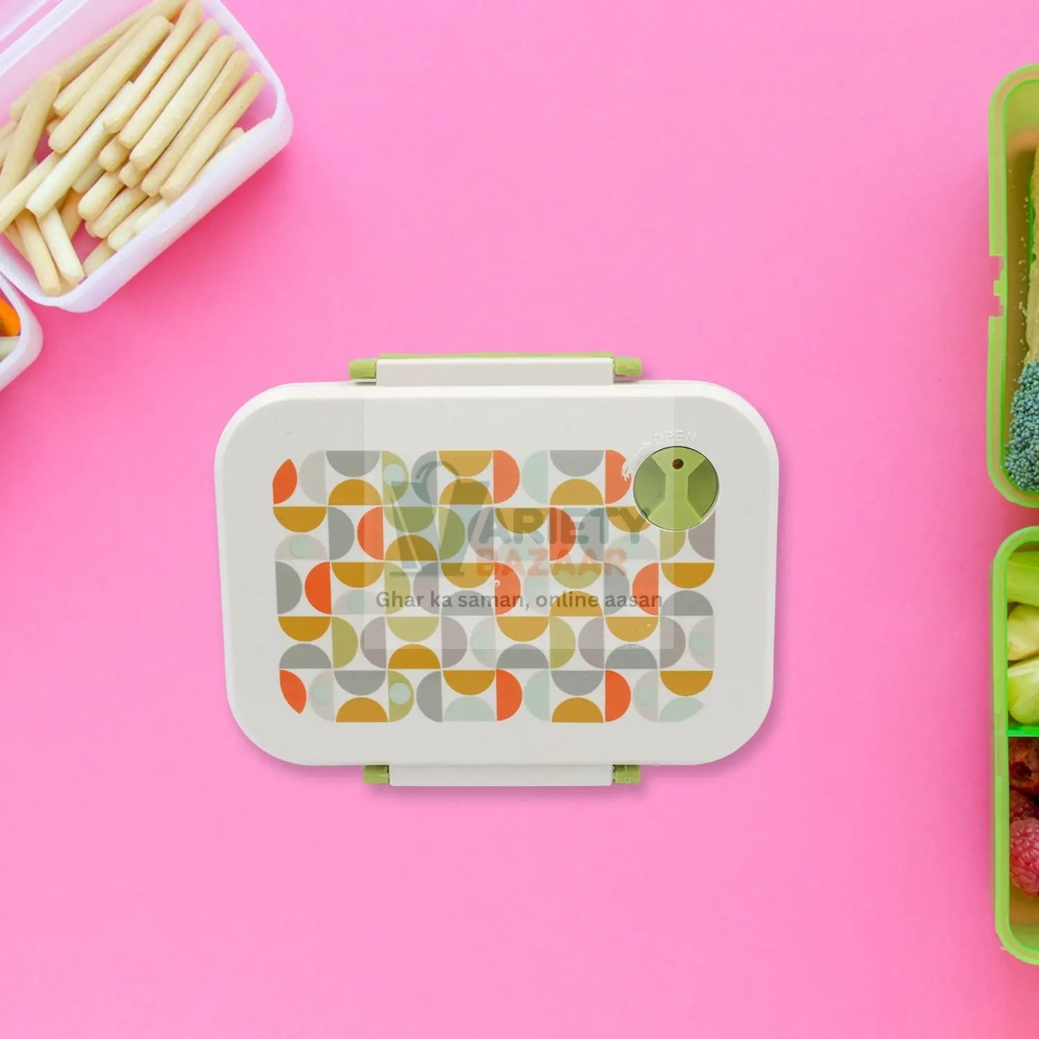5855 Lunch Box 3 Compartment With Leak Proof Lunch Box & 1 spoon, For School & Office Use Travel Sahayak