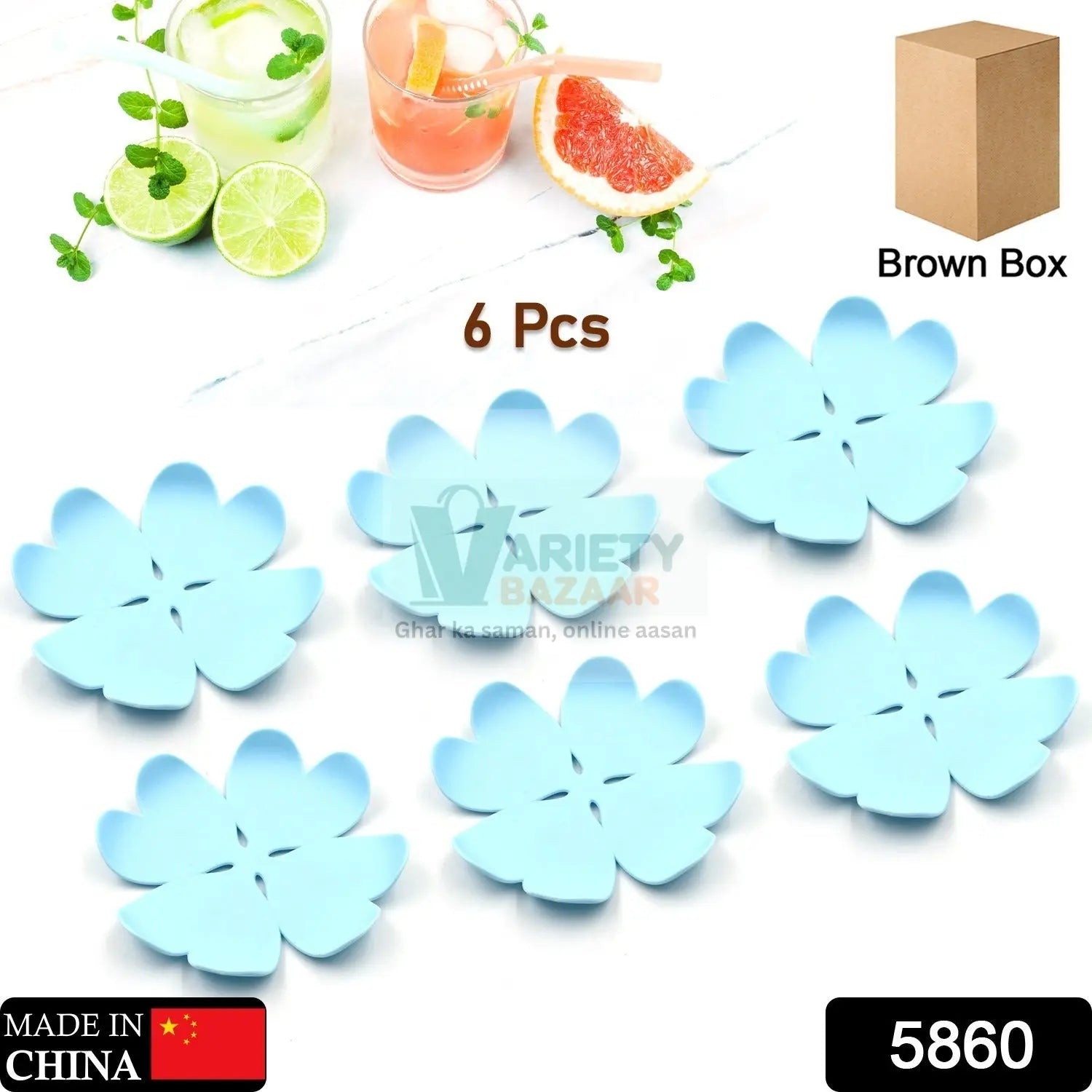 5860 Heat Resistant Coasters for Type of Glasses Mugs Coffee, Coaster with Durable Plastic Material for Glass & Cup, Kitchen/Dining Table, Beautiful Plastic Coasters, Coffee Mugs& Glasses (6 Pc Set) Travel Sahayak