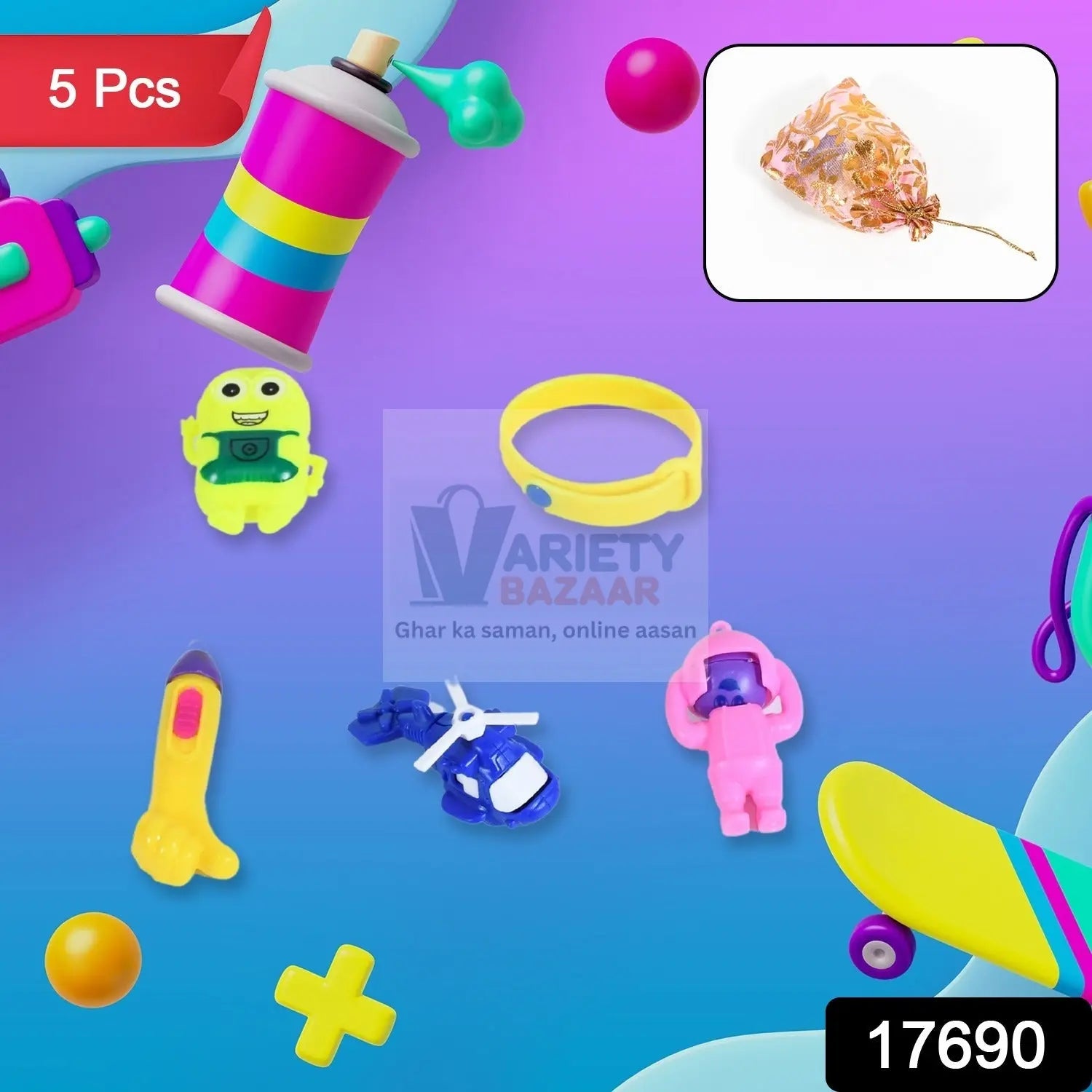 5Pc Toy Combo Kids Best Gift Set Combo Attractive & Unique Toy Combo 5Pc Colorful Toy Combo With Potli Bag Variety Bazaar