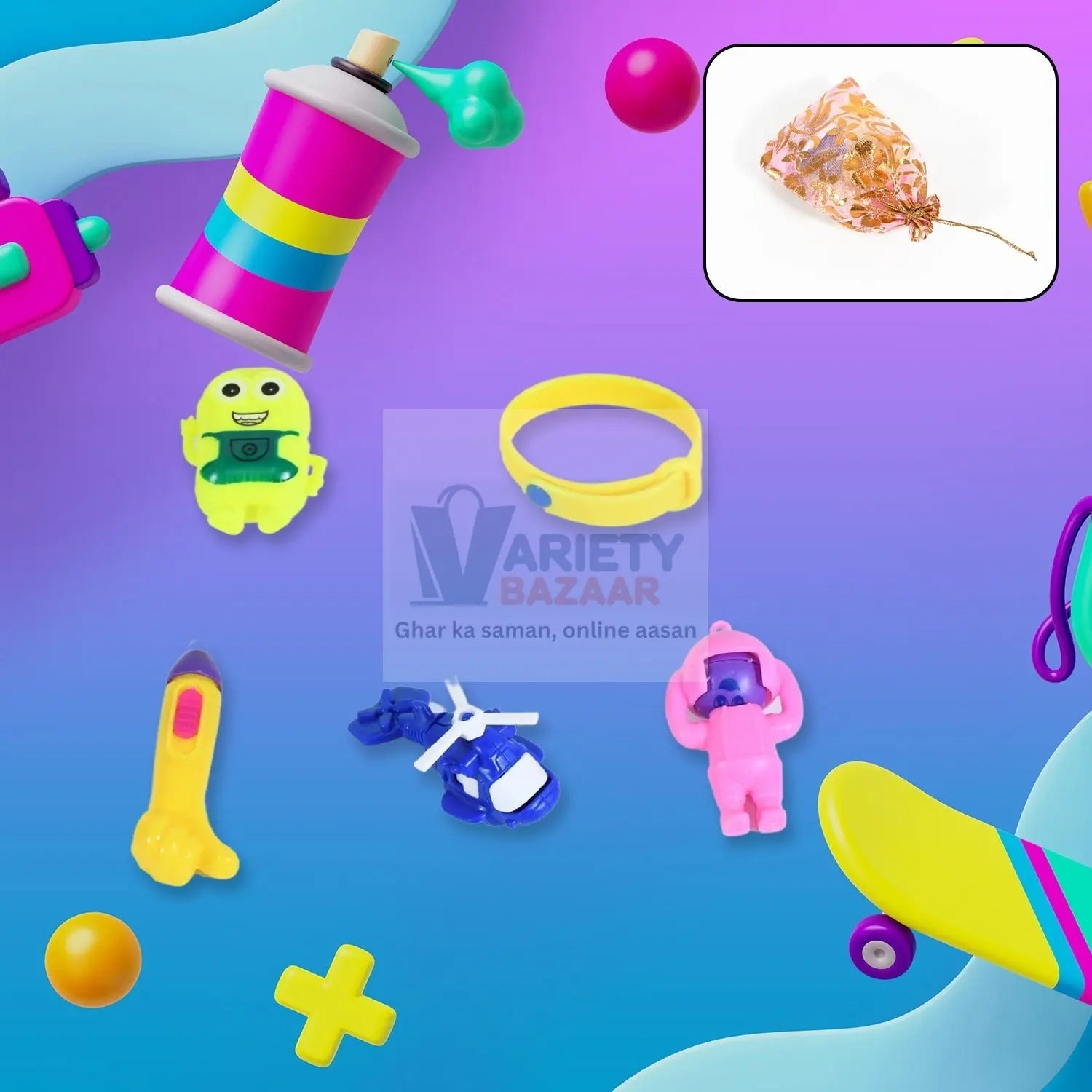 5Pc Toy Combo Kids Best Gift Set Combo Attractive & Unique Toy Combo 5Pc Colorful Toy Combo With Potli Bag Variety Bazaar