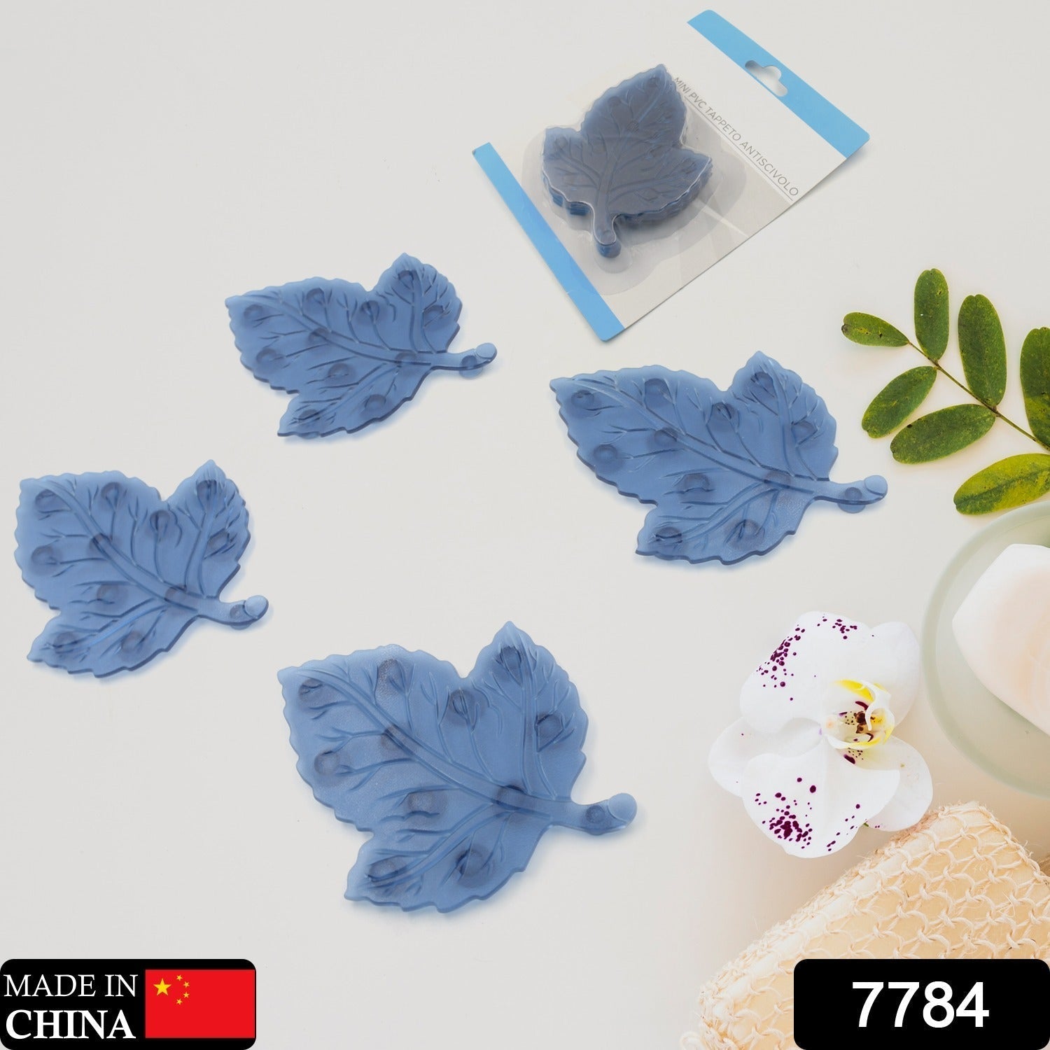 Mat, Mini  Pvc Anti-Slip Bat Mat Non Slip Baby Bath Mats, Mini Child Safety Anti Slip Shower Mats Leaf Shaped for Kids (4 pc Set) Variety Bazaar