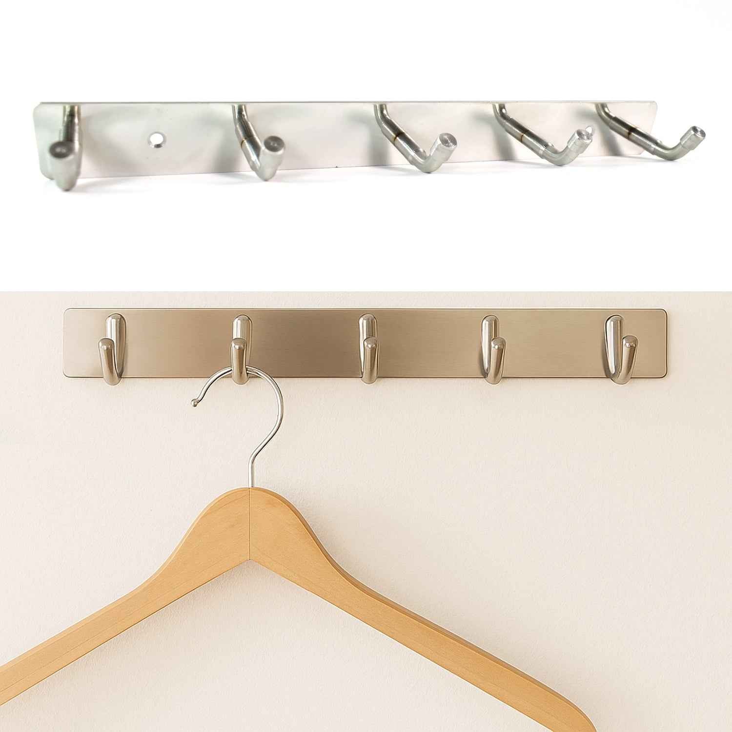 Stainless Steel Wall Mounted Coat 5 Hook Rack (26x3  1 Pc)