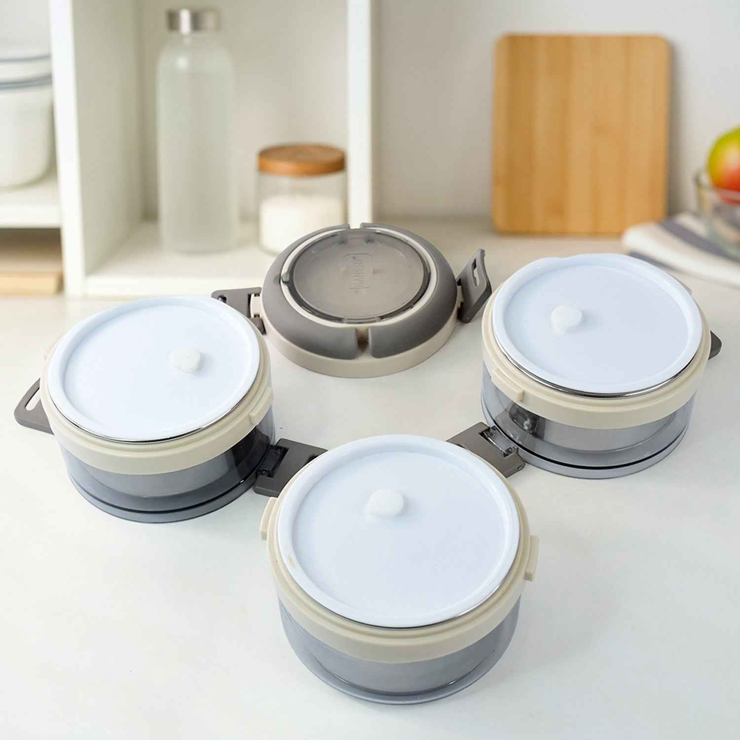 Ganesh Steko-3 Triple Layer Stainless Steel Insulated Lunch Box Set