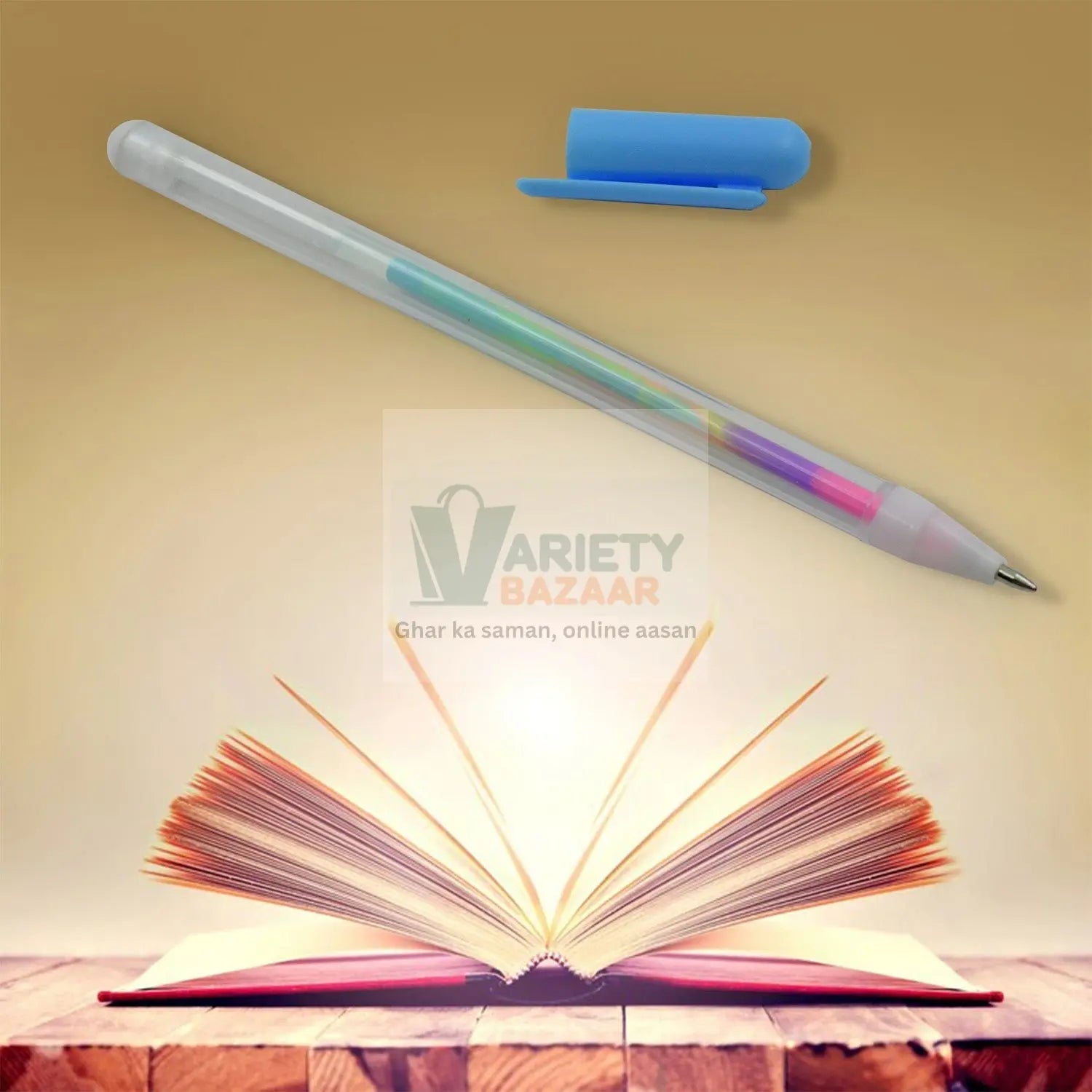 6-in-1 color change gel pen, showing various color options and functionality.