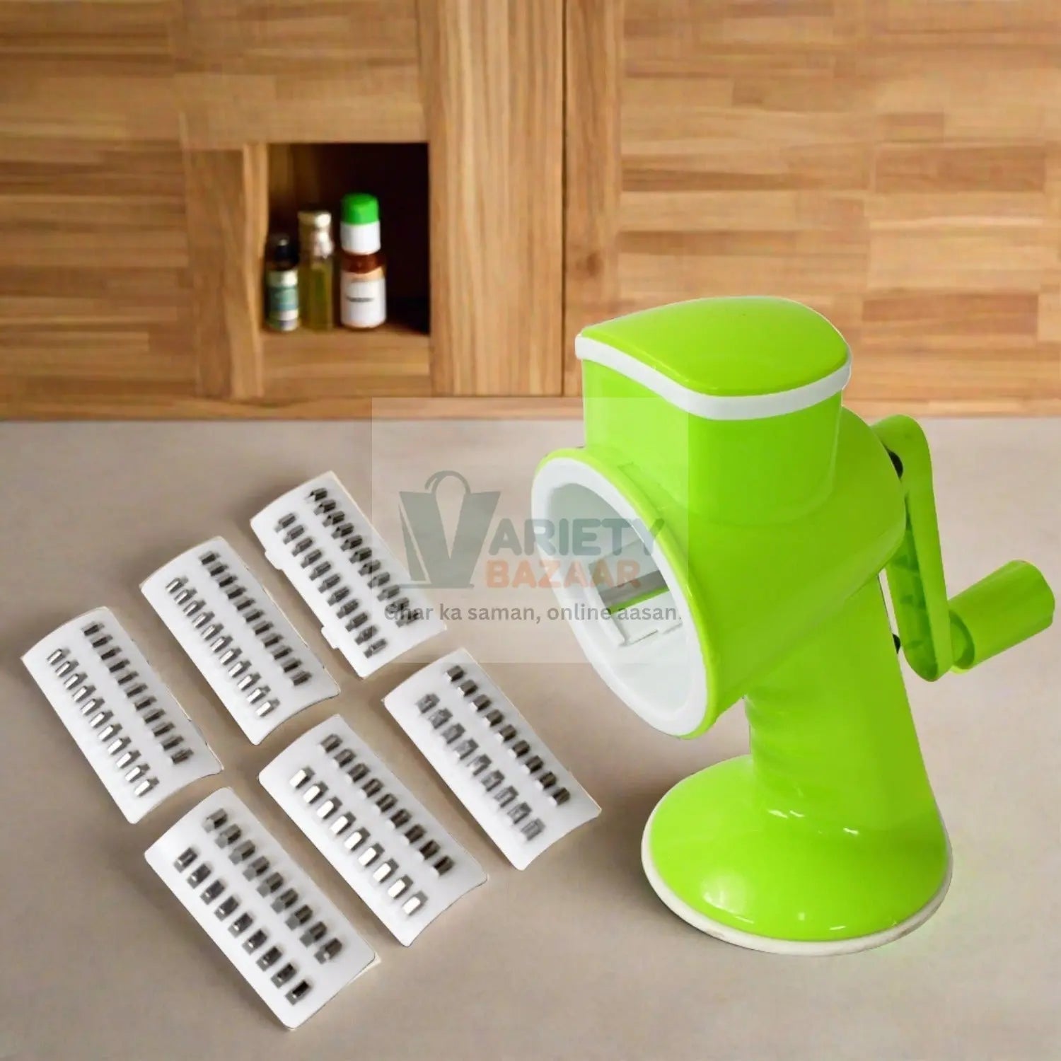 6 in 1 Multi functional Vegetable Cutter & Slicer Hand Machine Cutting, Slice, Cut Thick, Cut Silk All in one –Vegetable Chopper Cutter & Slicing Cutter Barrel - Vegetable Grater with 6 Removable Blades Variety Bazaar