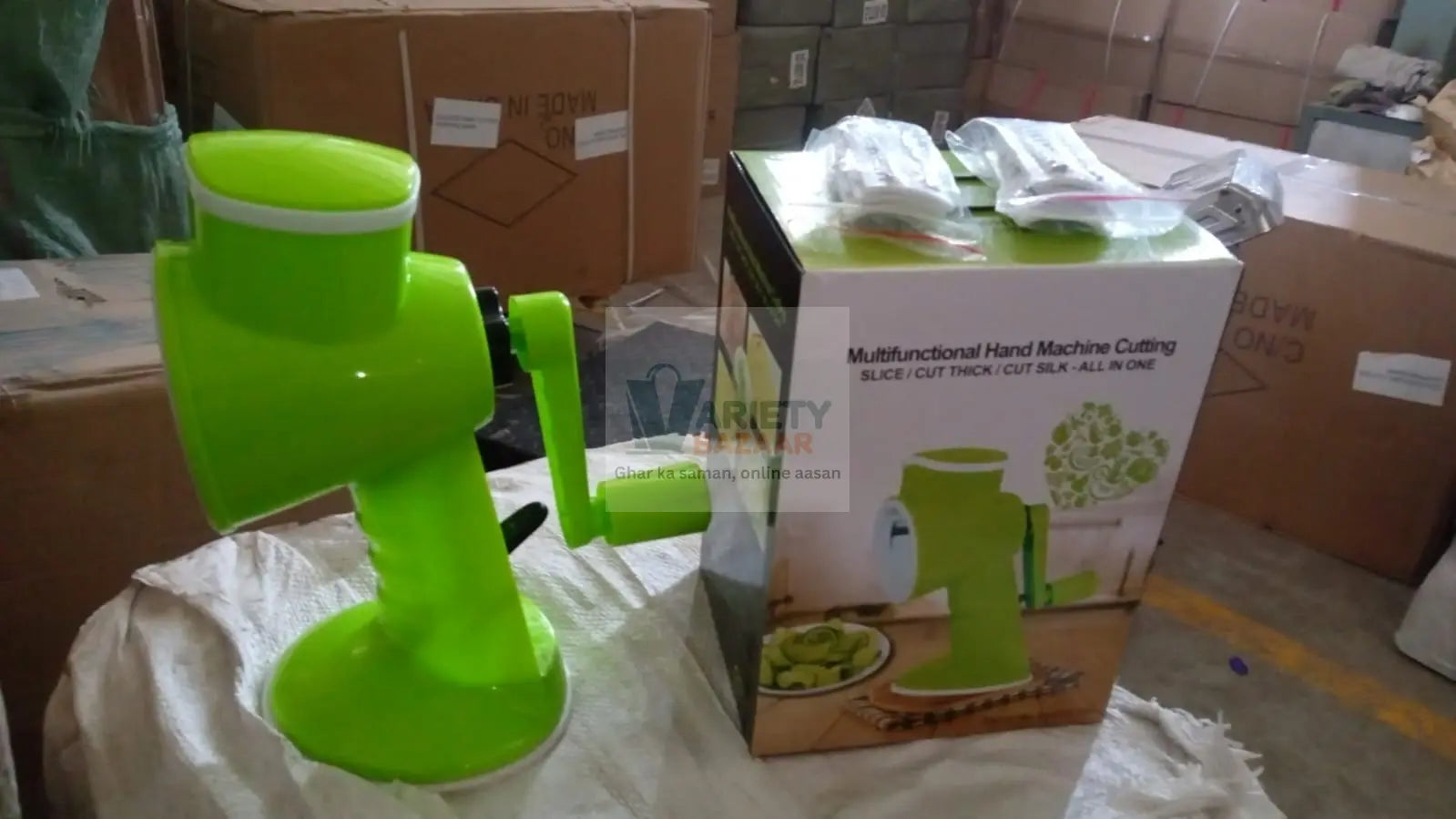 6 in 1 Multi functional Vegetable Cutter & Slicer Hand Machine Cutting, Slice, Cut Thick, Cut Silk All in one –Vegetable Chopper Cutter & Slicing Cutter Barrel - Vegetable Grater with 6 Removable Blades Variety Bazaar